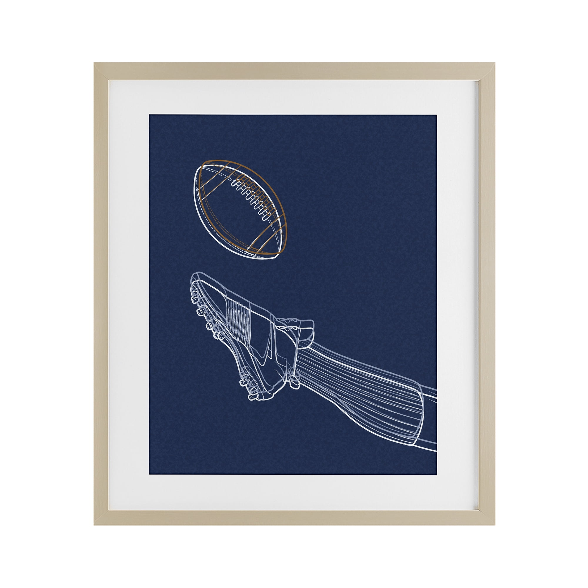 Stupell Industries Football Lines Contour Birch Framed Print Under Glass, design by Marcus Prime