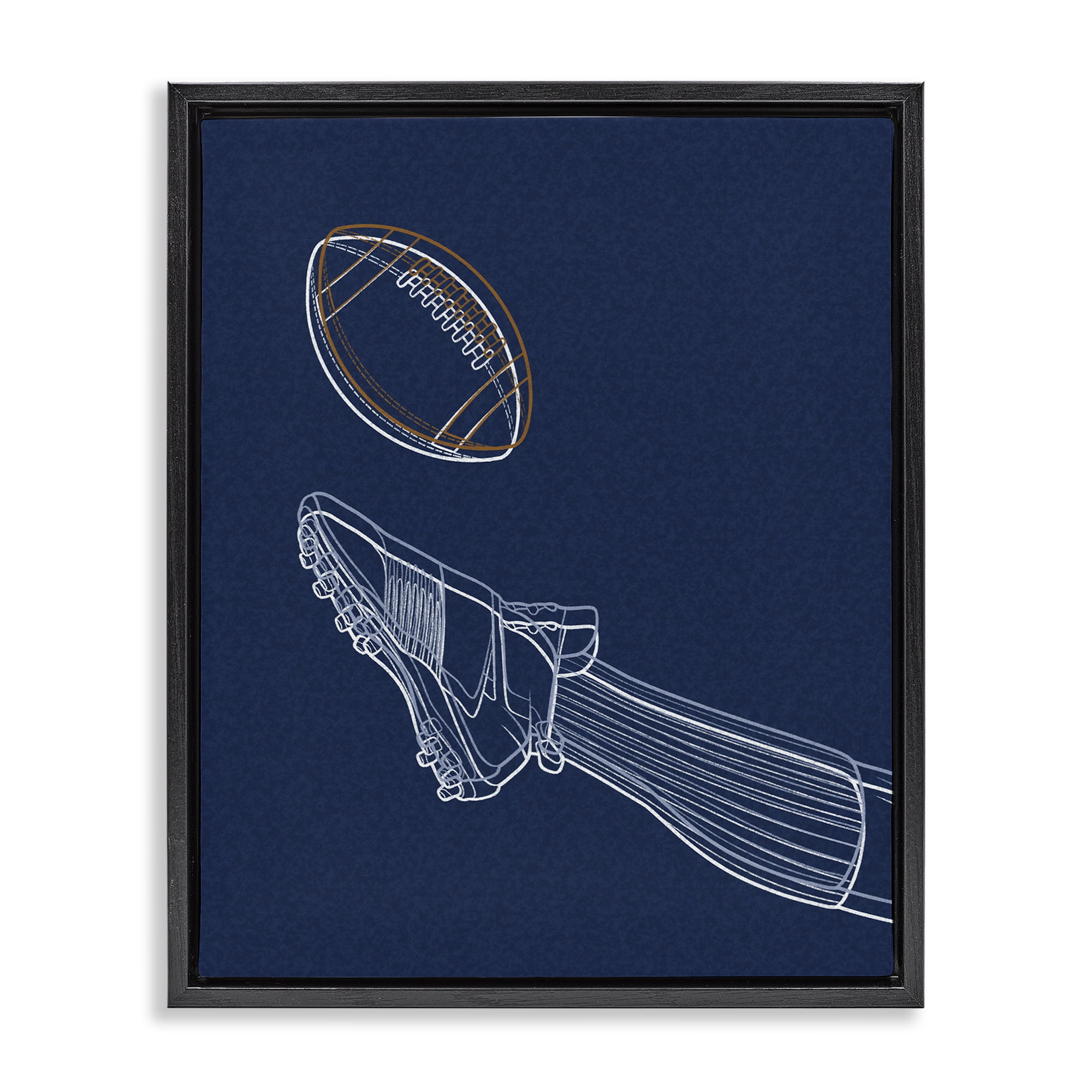 Stupell Industries Football Lines Contour Black Framed Floater Canvas Wall Art, design by Marcus Prime