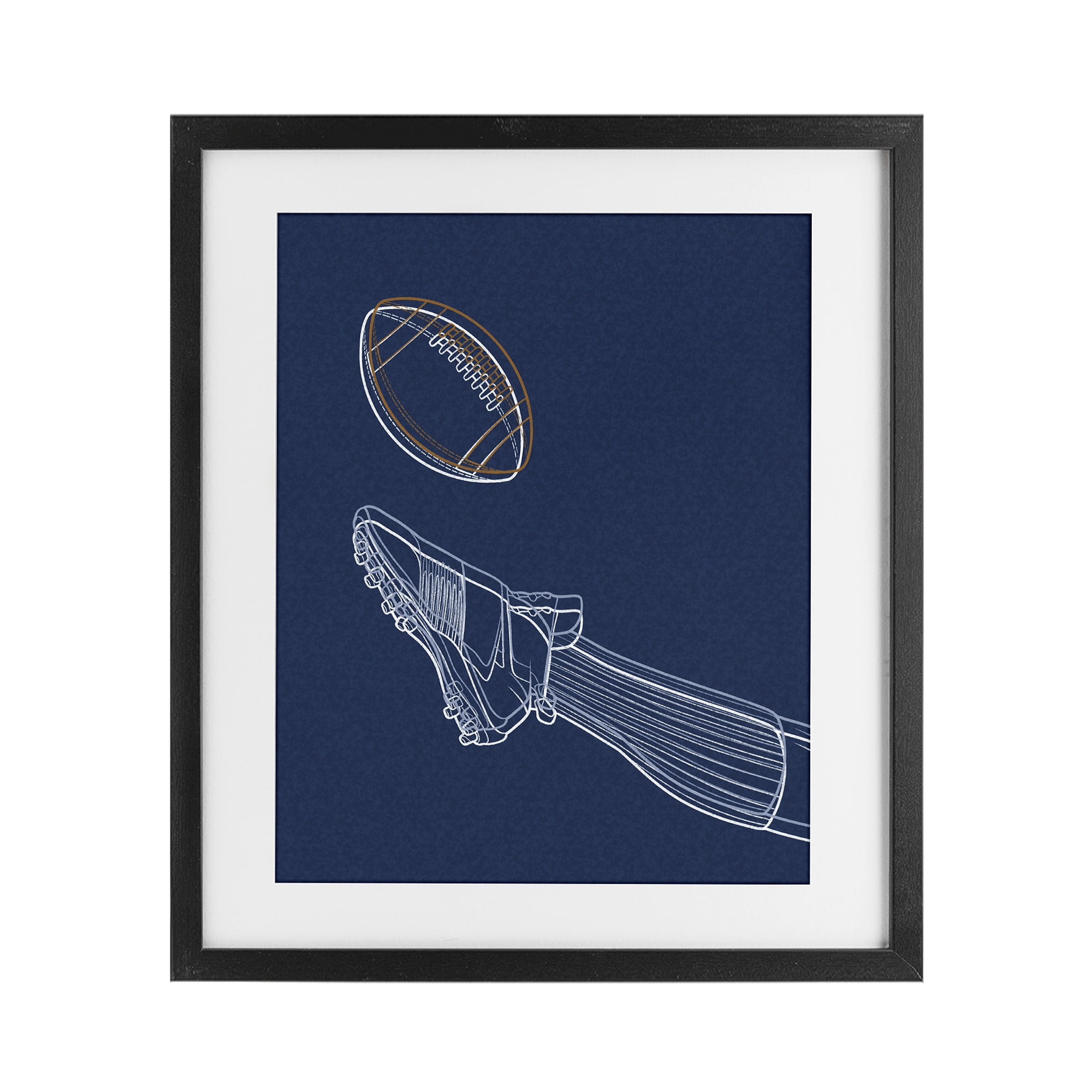 Stupell Industries Football Lines Contour Black Framed Print Under Glass, design by Marcus Prime