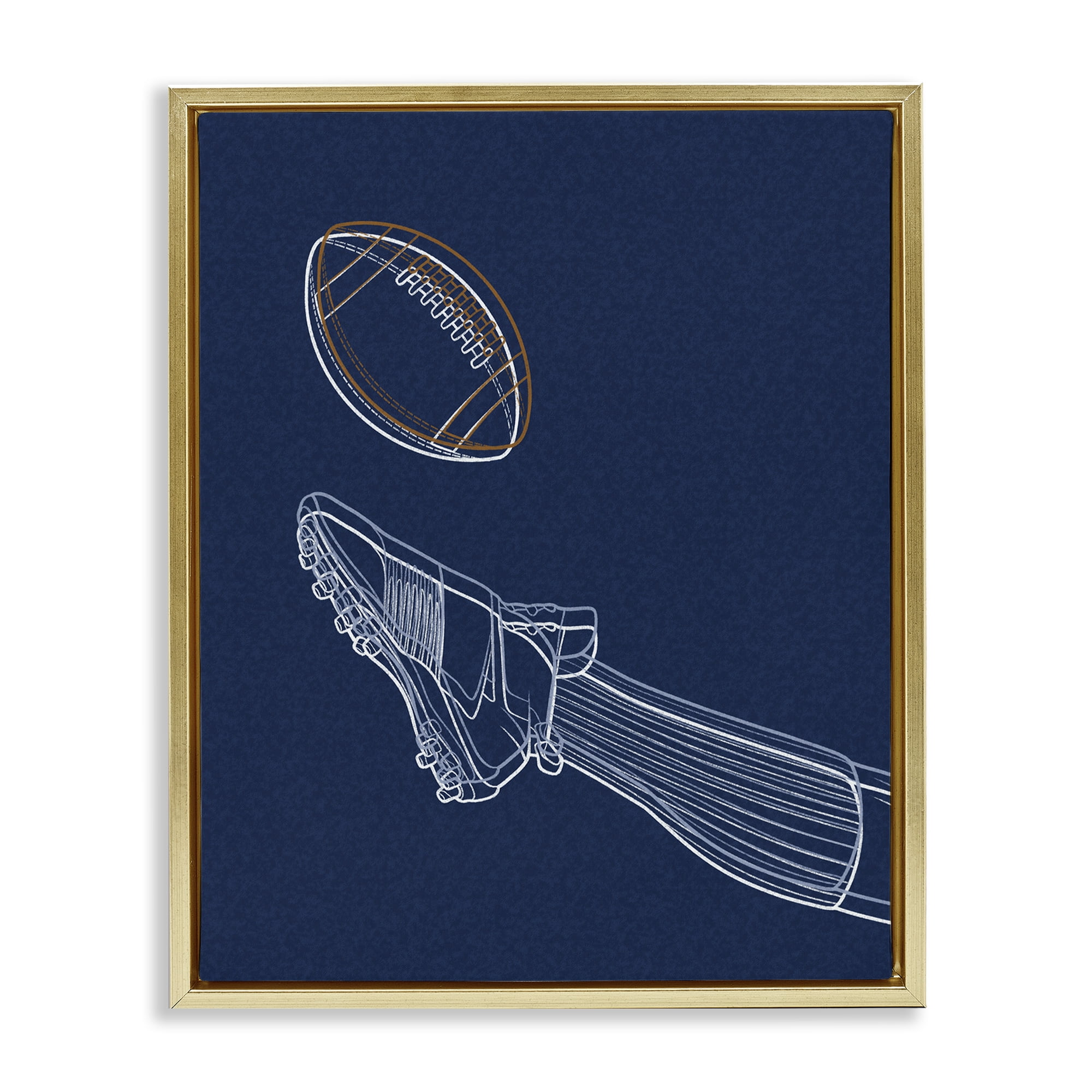 Stupell Industries Football Lines Contour Gold Framed Floater Canvas Wall Art, design by Marcus Prime