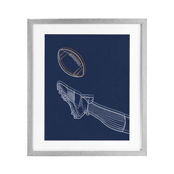 Stupell Industries Football Lines Contour Gray Framed Print Under Glass, design by Marcus Prime