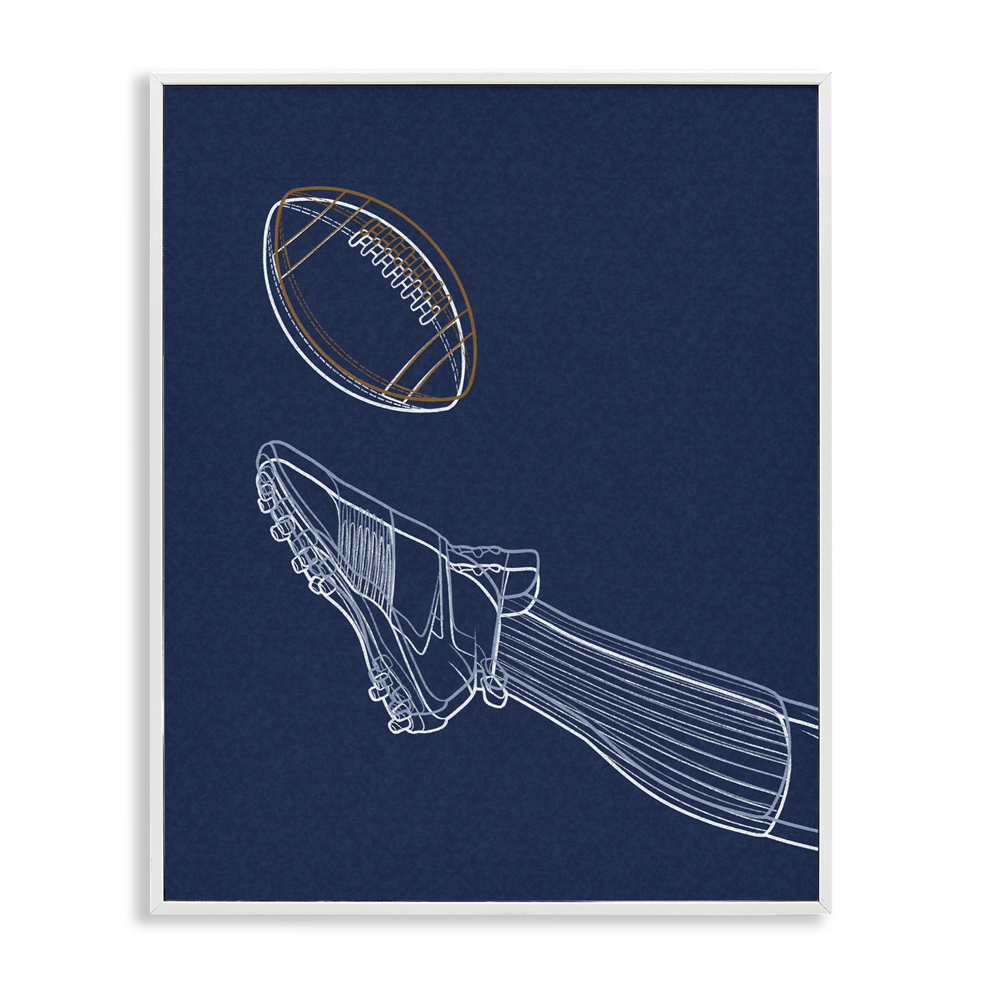 Stupell Industries Football Lines Contour White Framed Giclee Art, design by Marcus Prime