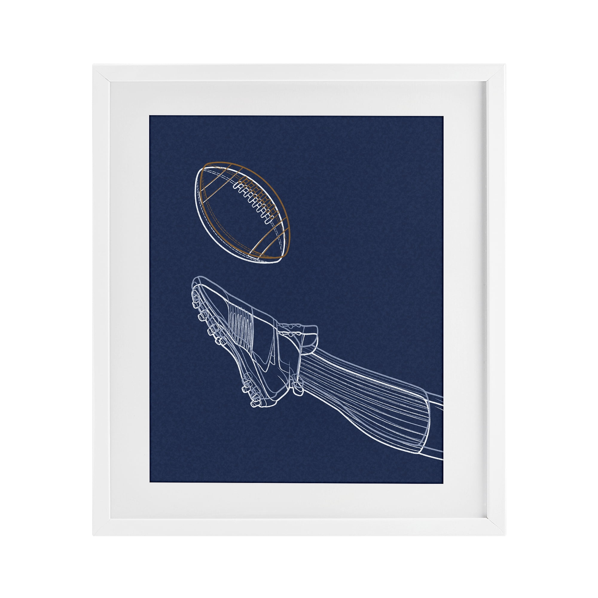Stupell Industries Football Lines Contour White Framed Print Under Glass, design by Marcus Prime