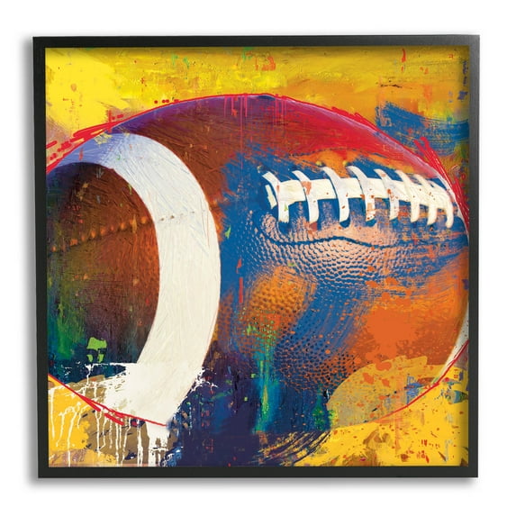 Stupell Industries Football Paint Splatter Sports Graphic Art Black Framed Art Print Wall Art, Design by Savannah Miller