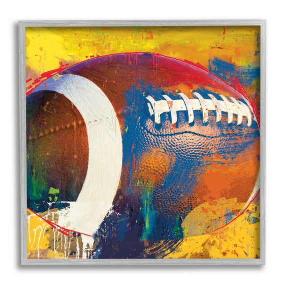 Stupell Industries Football Paint Splatter Sports Graphic Art Gray Framed Art Print Wall Art, Design by Savannah Miller