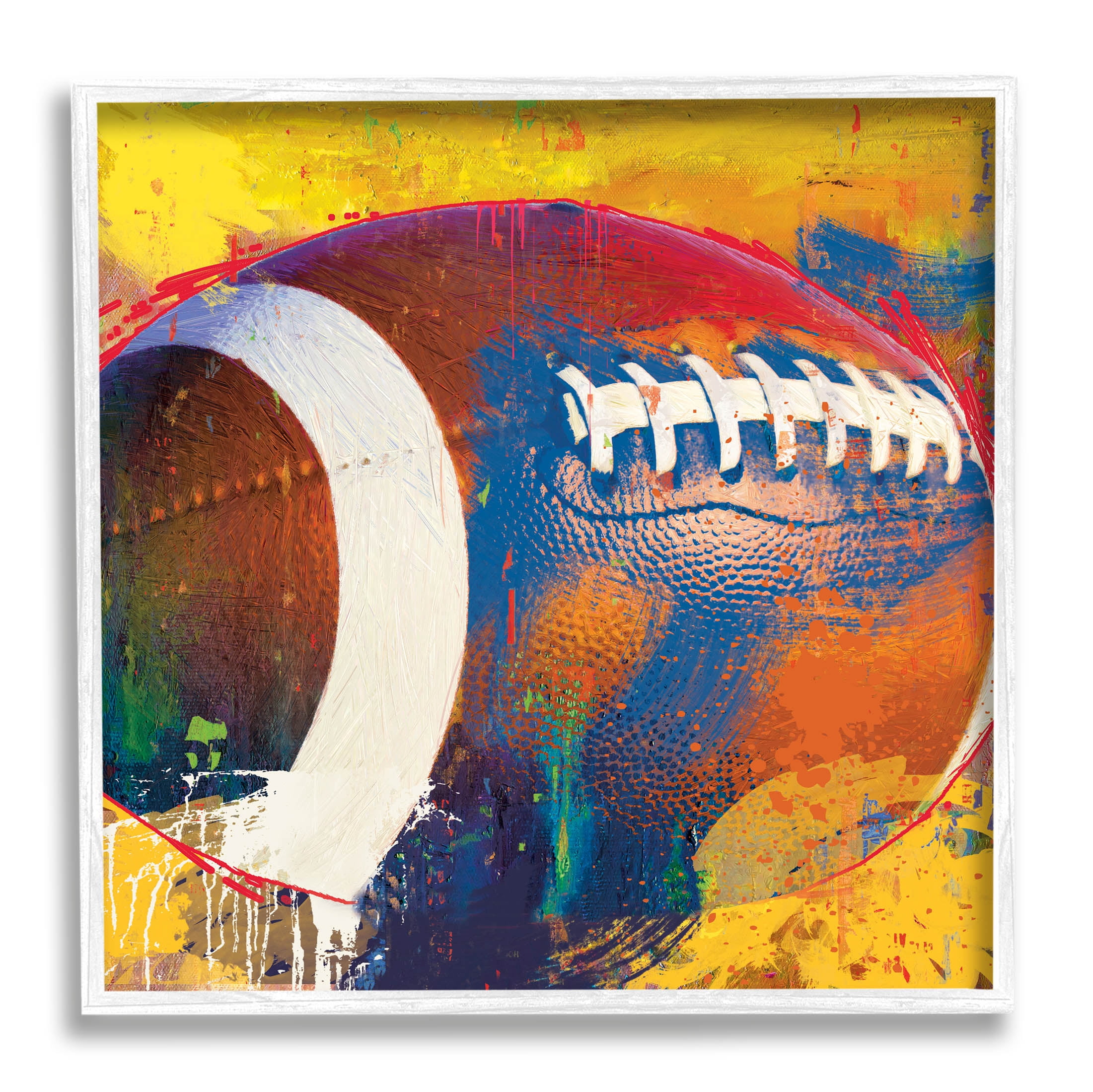 Stupell Industries Football Paint Splatter Sports Graphic Art White Framed Art Print Wall Art, Design by Savannah Miller