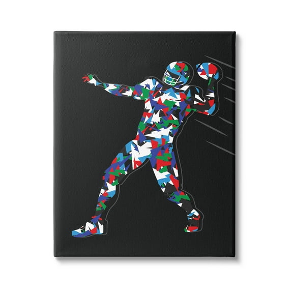 Stupell Industries Football Player Abstract Pattern Graphic Art Gallery Wrapped Canvas Print Wall Art, Design by Arrolynn Weiderhold