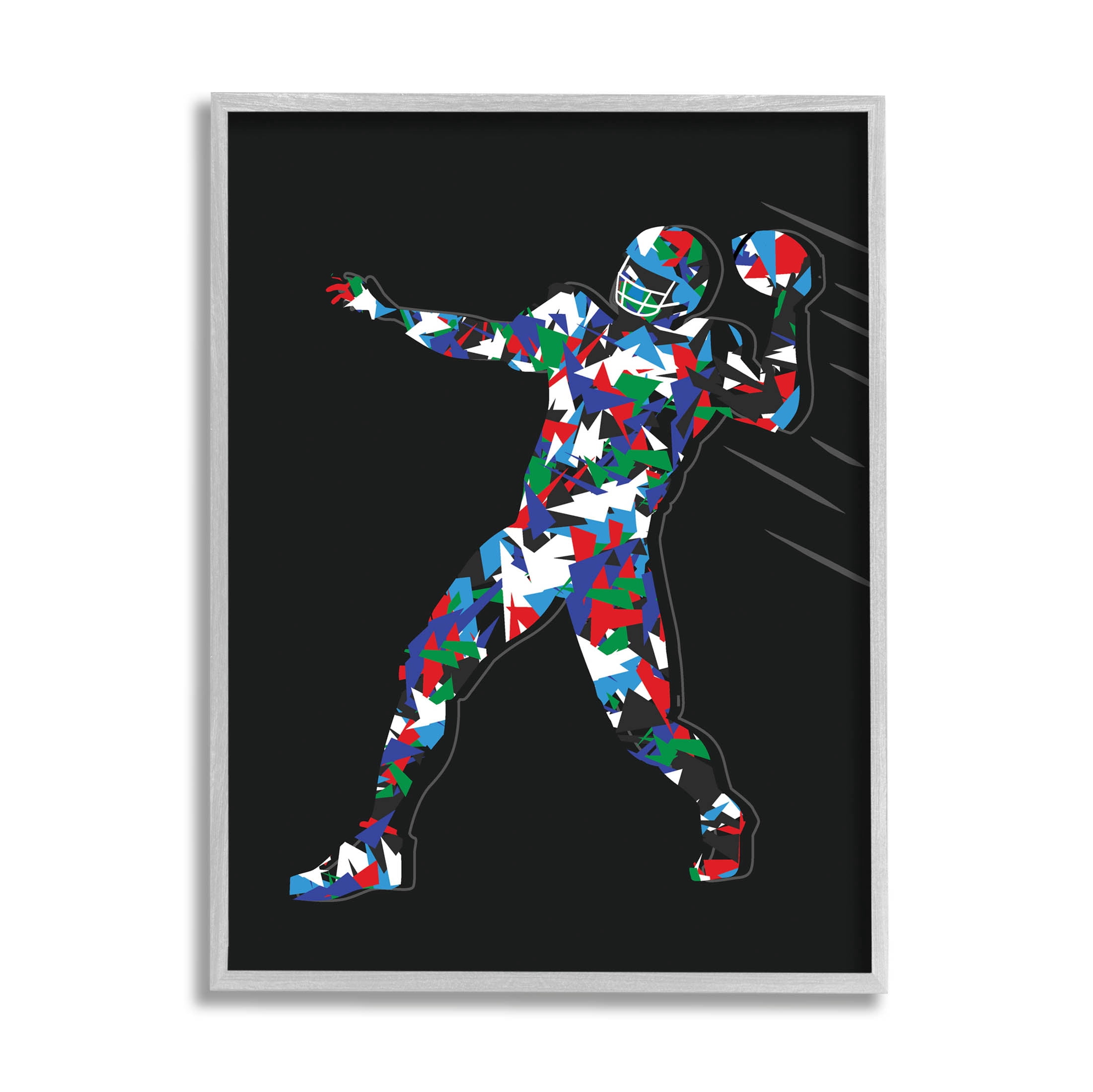 Stupell Industries Football Player Abstract Pattern Graphic Art Gray Framed Art Print Wall Art, Design by Arrolynn Weiderhold