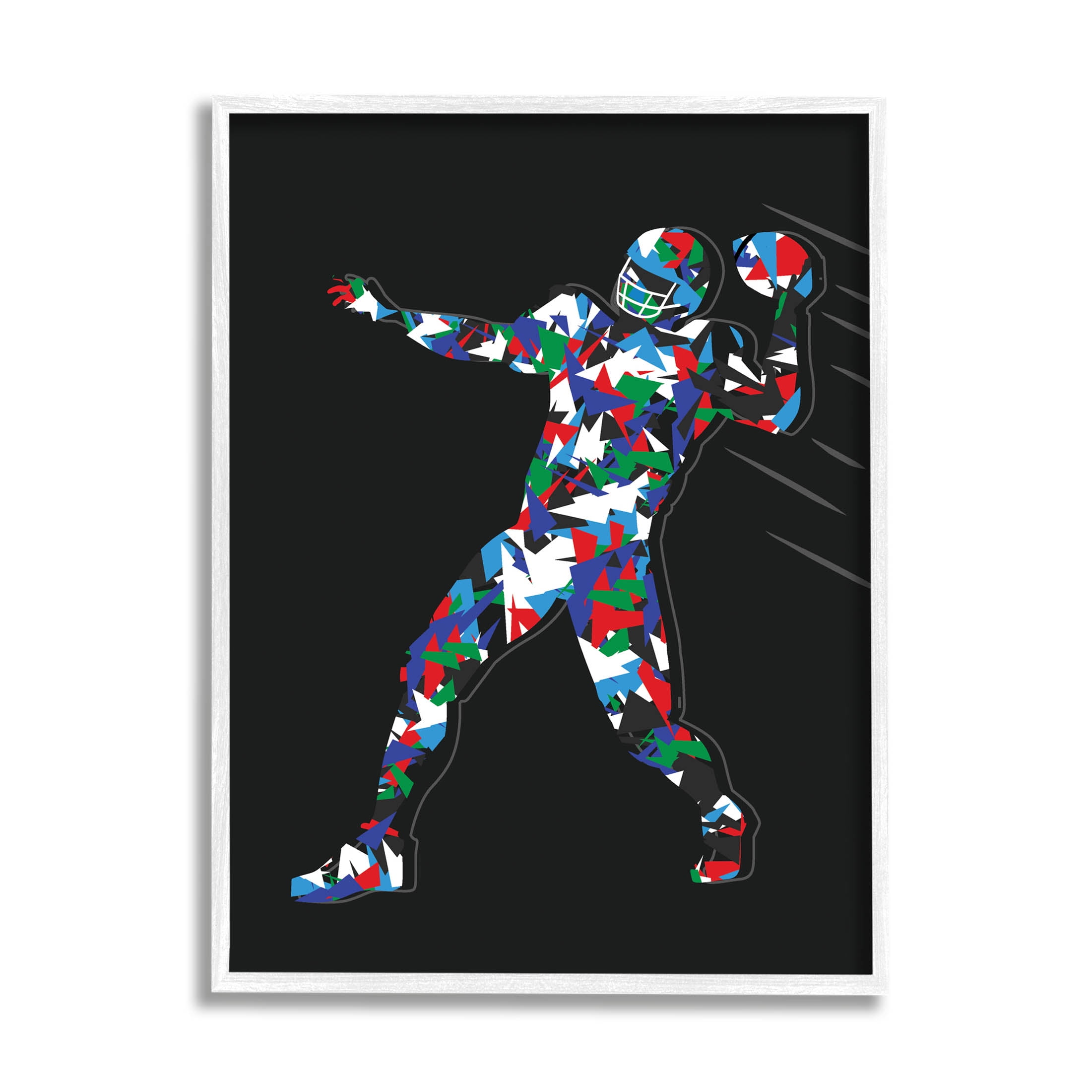 Stupell Industries Football Player Abstract Pattern Graphic Art White Framed Art Print Wall Art, Design by Arrolynn Weiderhold