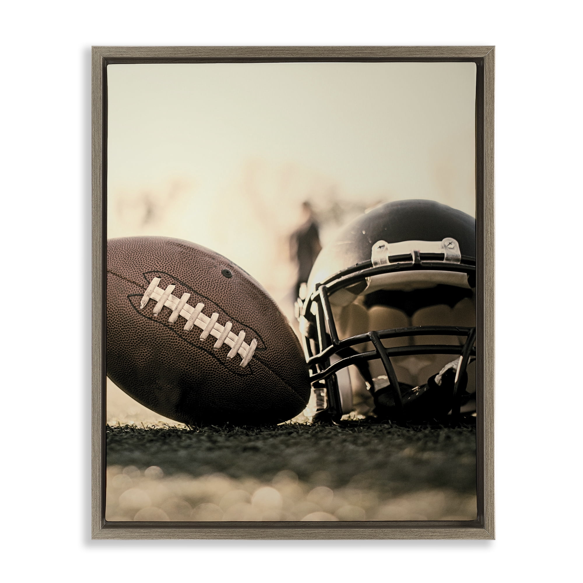Stupell Industries Football Stand Alone Brown Framed Floater Canvas Wall Art, design by Jesse Keith