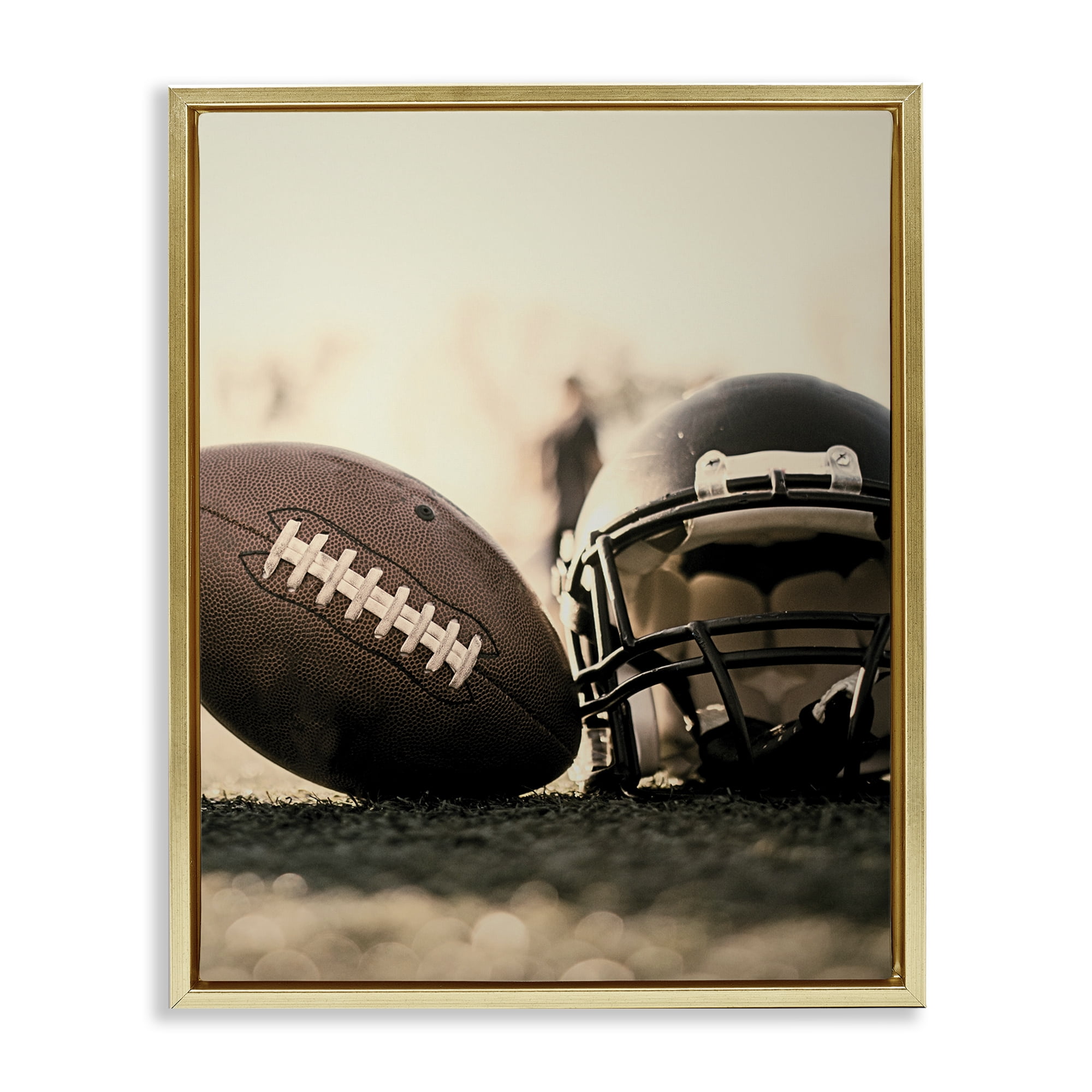 Stupell Industries Football Stand Alone Gold Framed Floater Canvas Wall Art, design by Jesse Keith