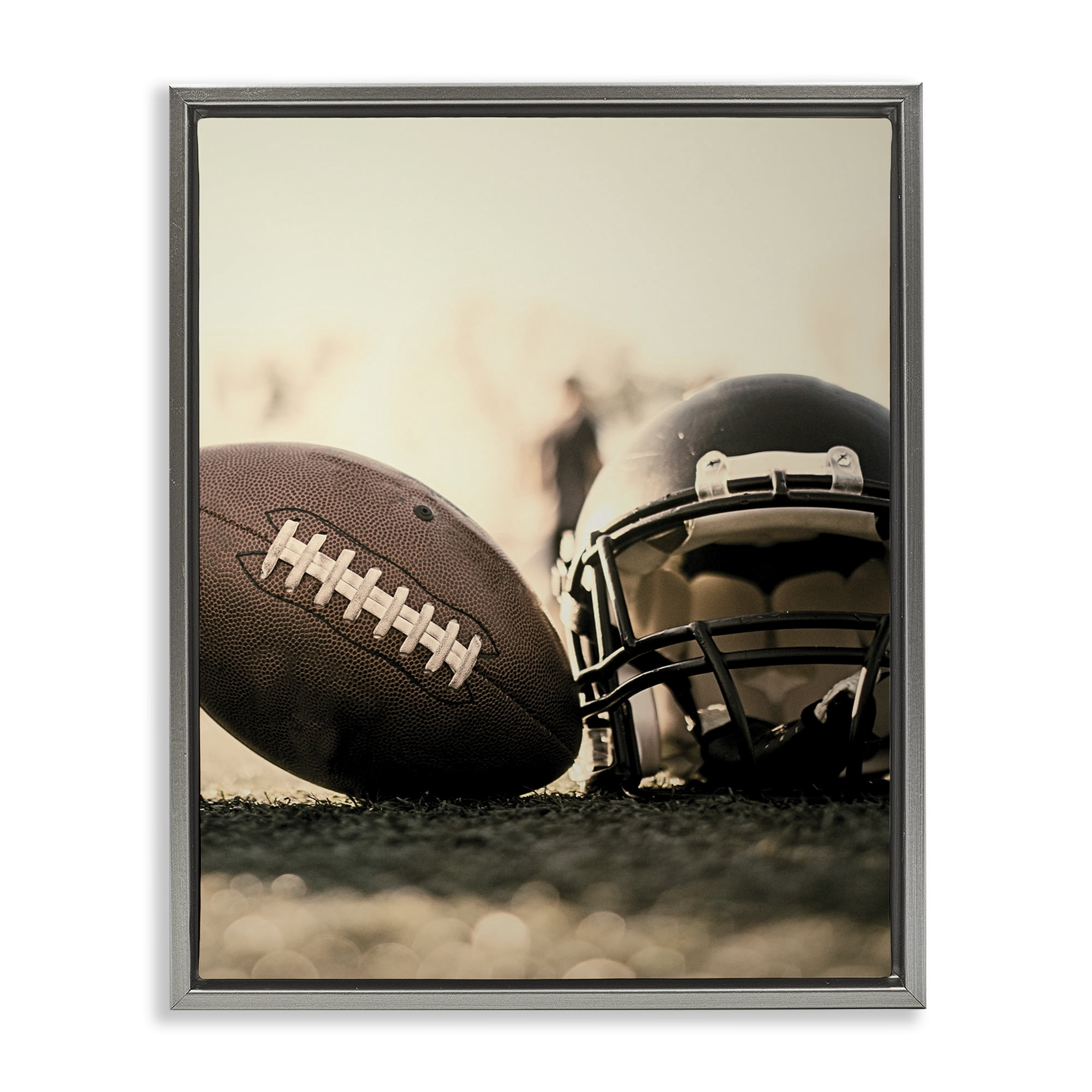 Stupell Industries Football Stand Alone Gray Framed Floater Canvas Wall Art, design by Jesse Keith