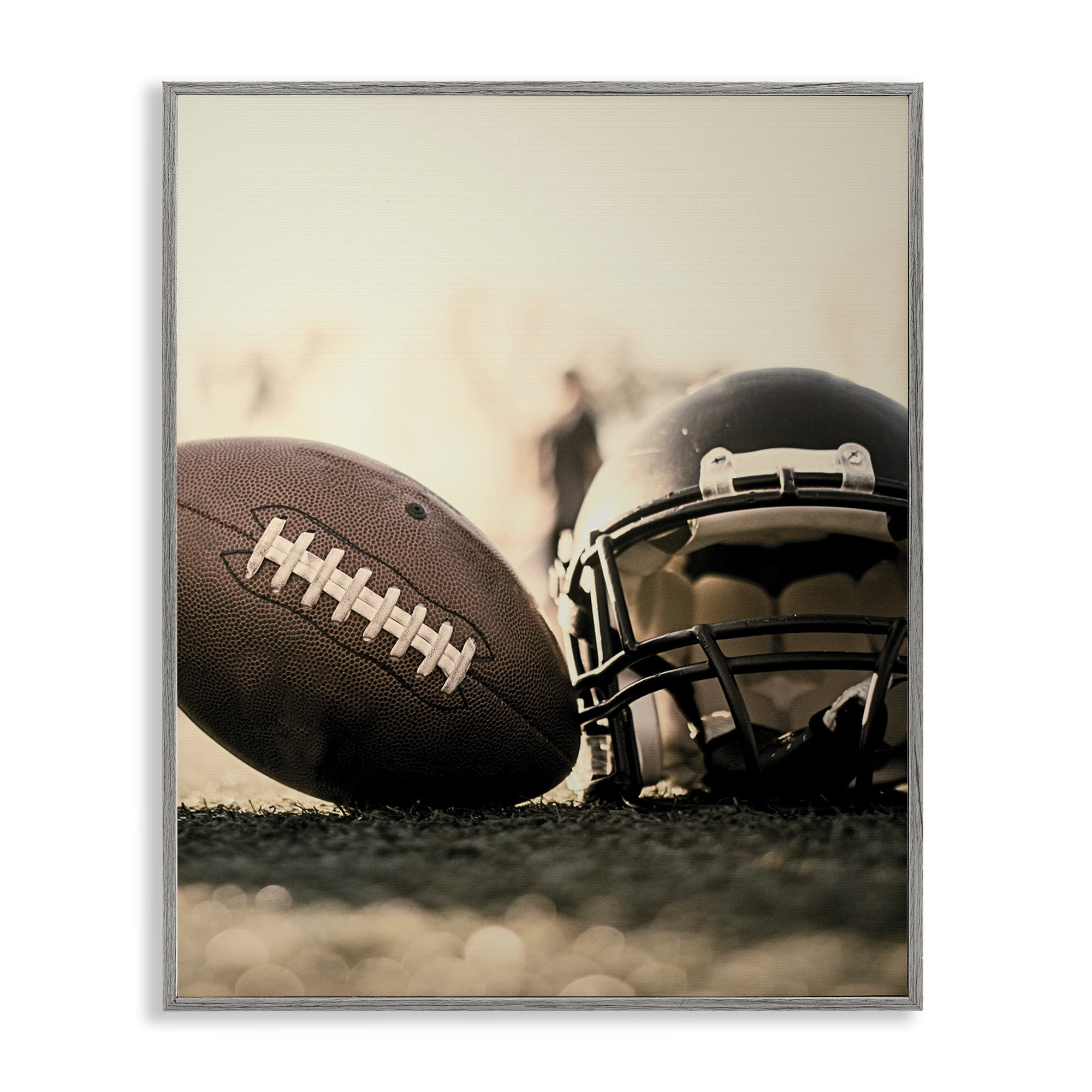 Stupell Industries Football Stand Alone Gray Framed Giclee Art, design by Jesse Keith