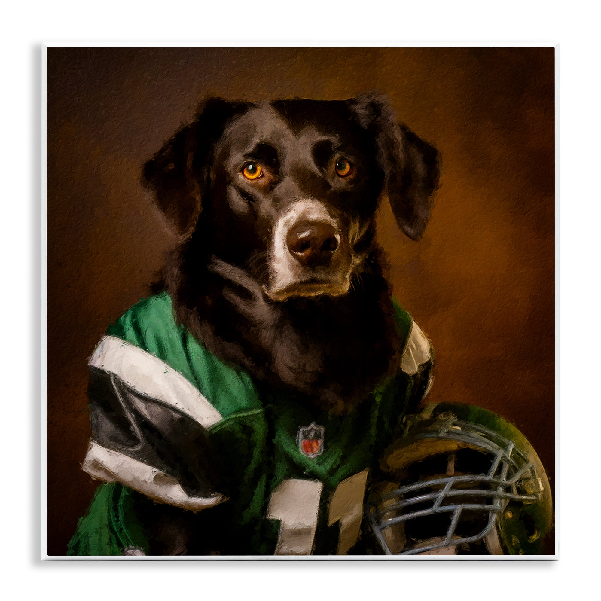 Stupell Industries Football Star Dog Animals Painting Unframed Art Print Wall Art, 12 x 12