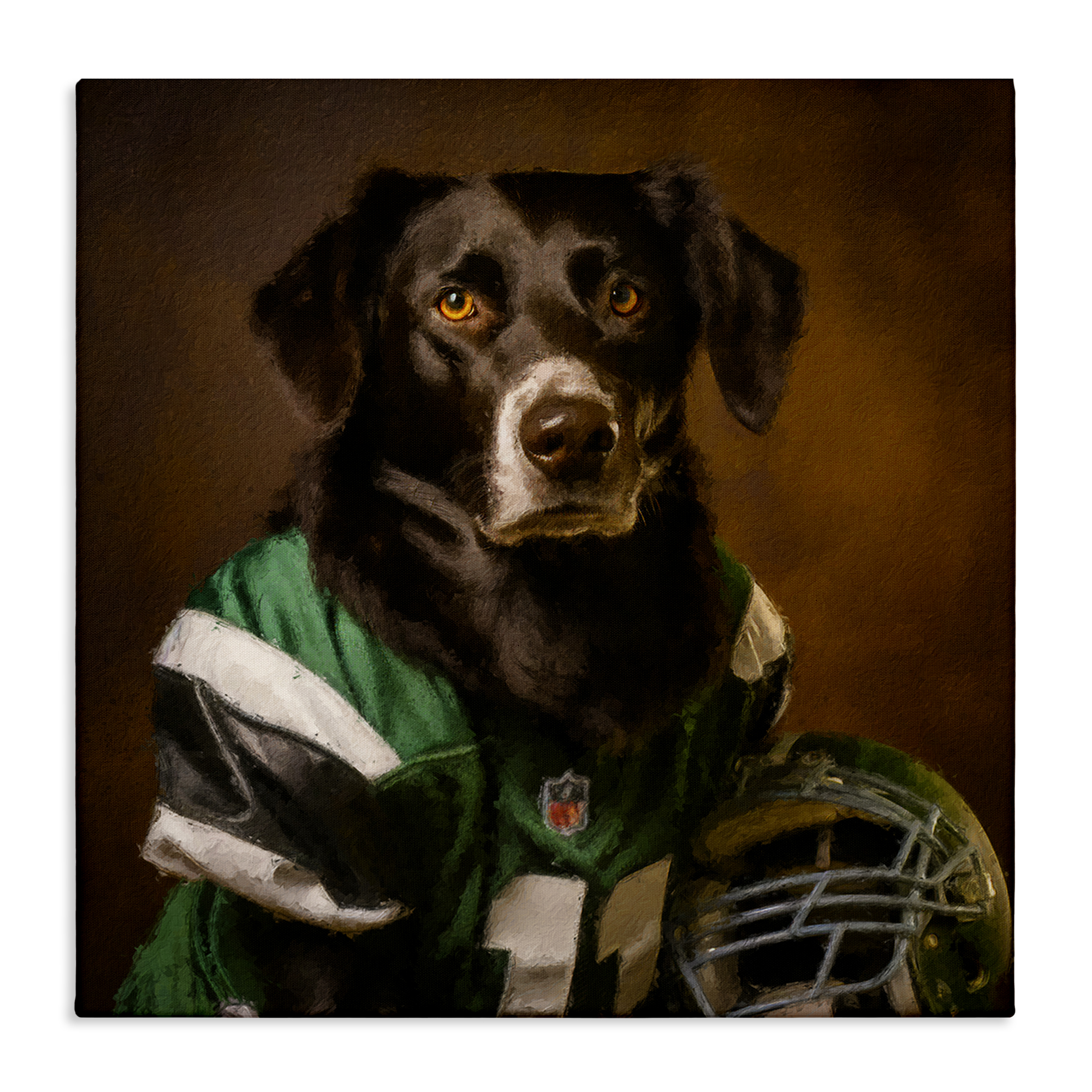 Stupell Industries Football Star Dog Animals Painting Wrapped Canvas Art Print Wall Art, 24 x 24