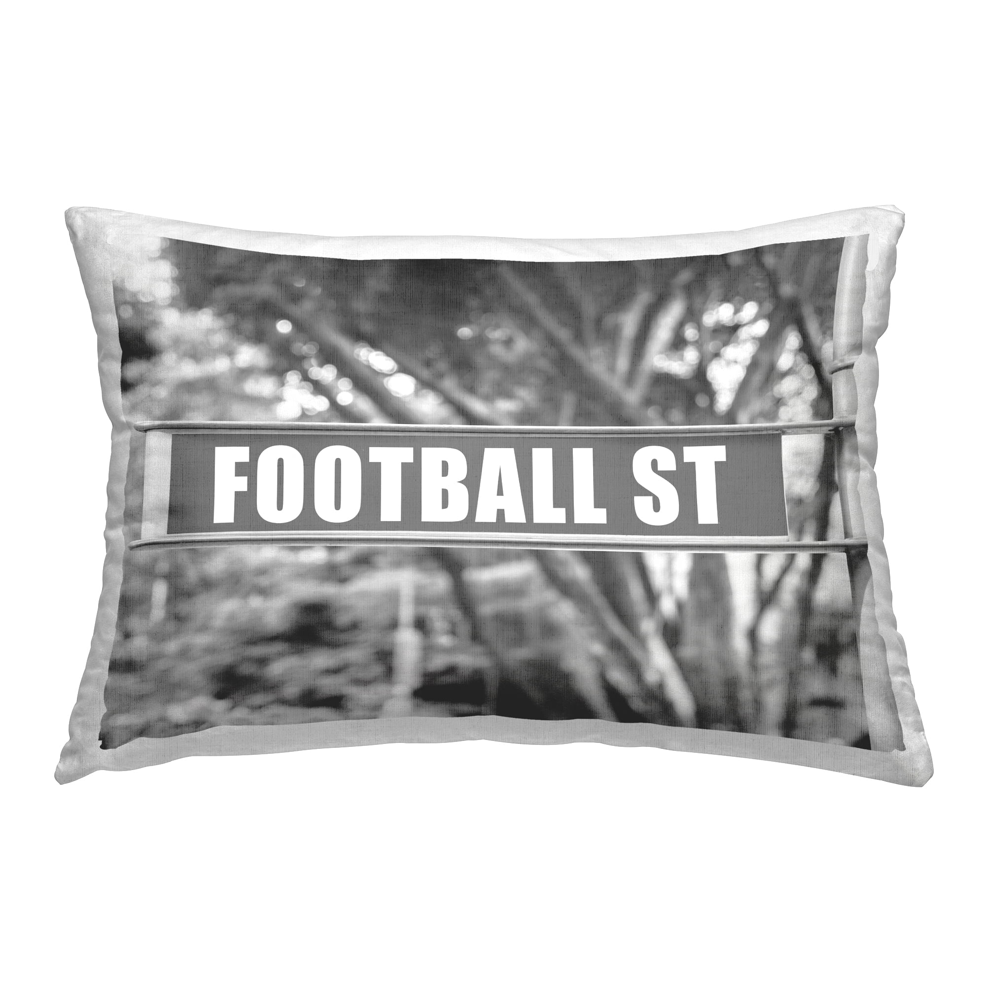 Stupell Industries Football Street Sign Decorative Printed Throw Pillow Design by Daphne Polselli.
