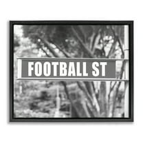 Stupell Industries Football Street Sign Sports Photography Black Floater Framed Canvas Art Print Wall Art, 21 x 17