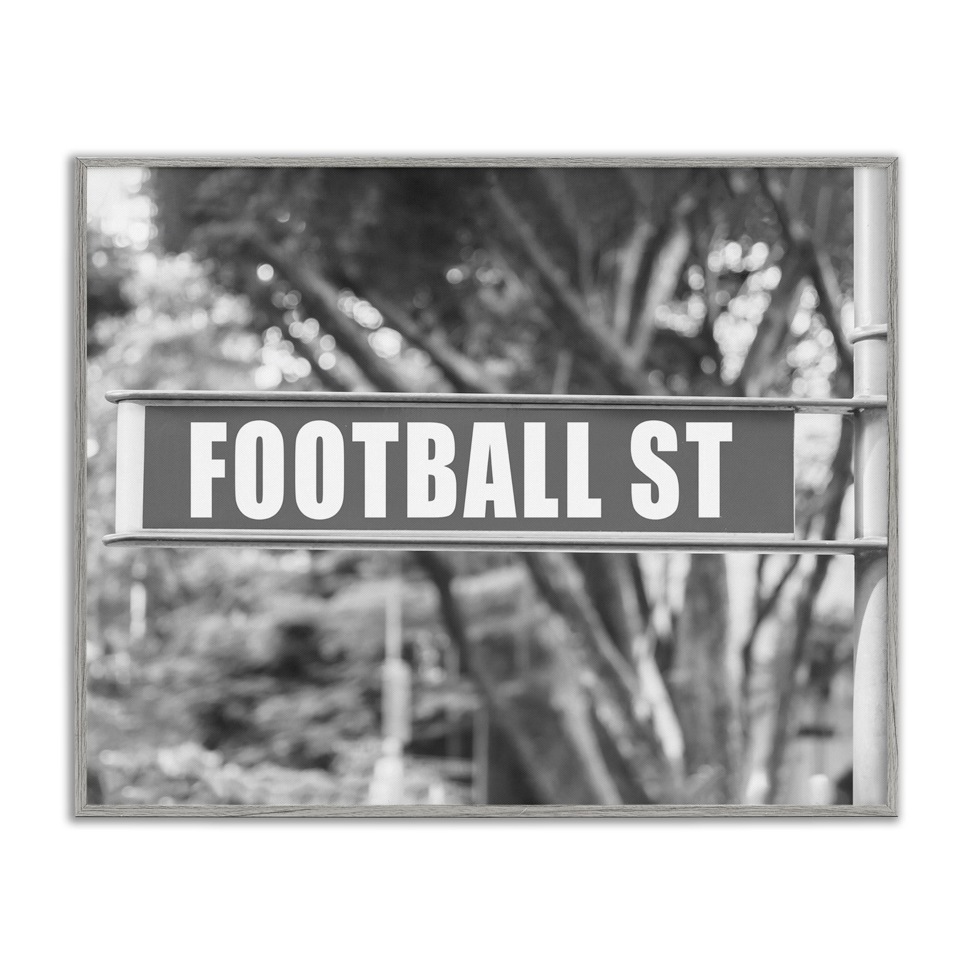 Stupell Industries Football Street Sign Sports Photography Gray Framed Art Print Wall Art, 30 x 24
