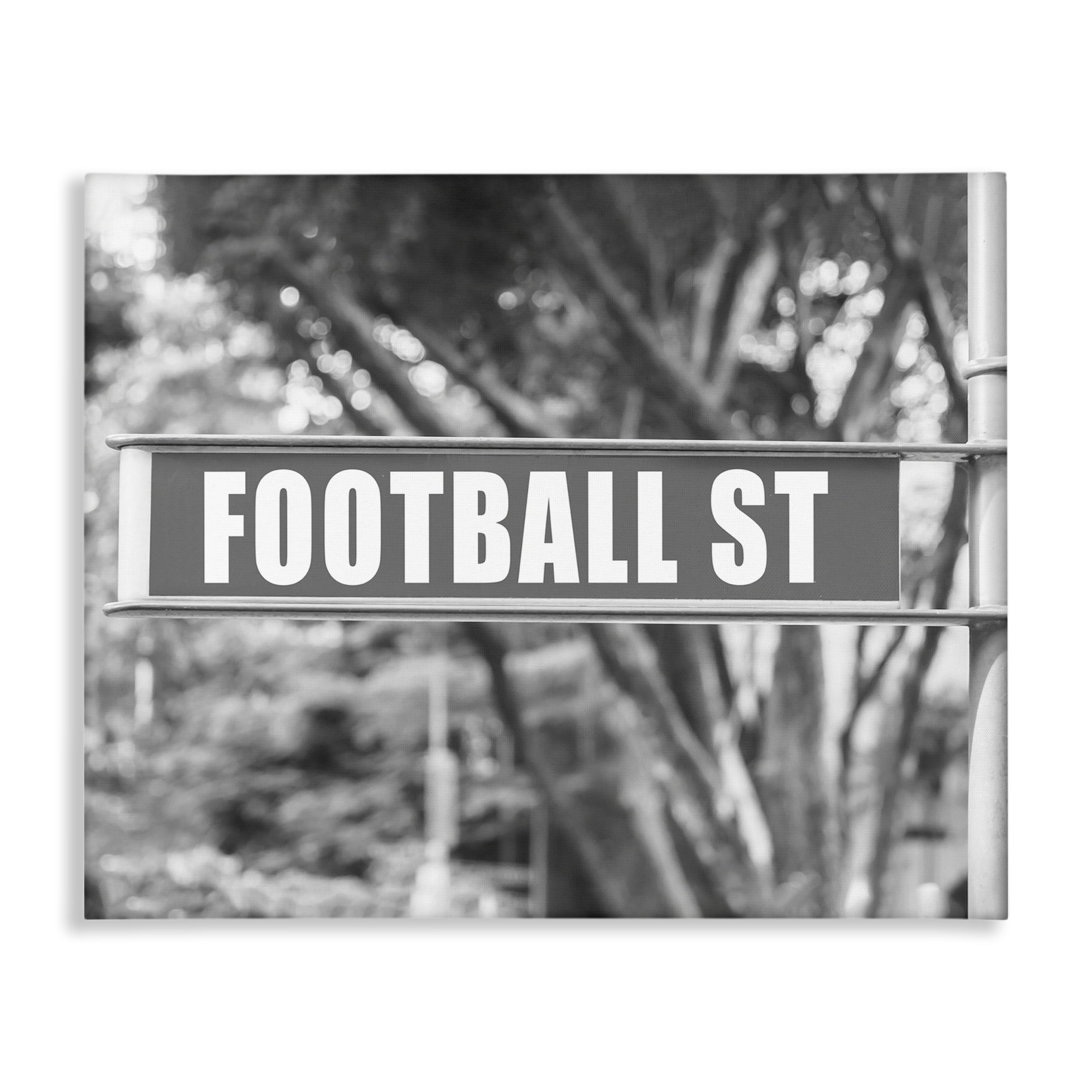 Stupell Industries Football Street Sign Sports Photography Wrapped Canvas Art Print Wall Art, 20 x 16