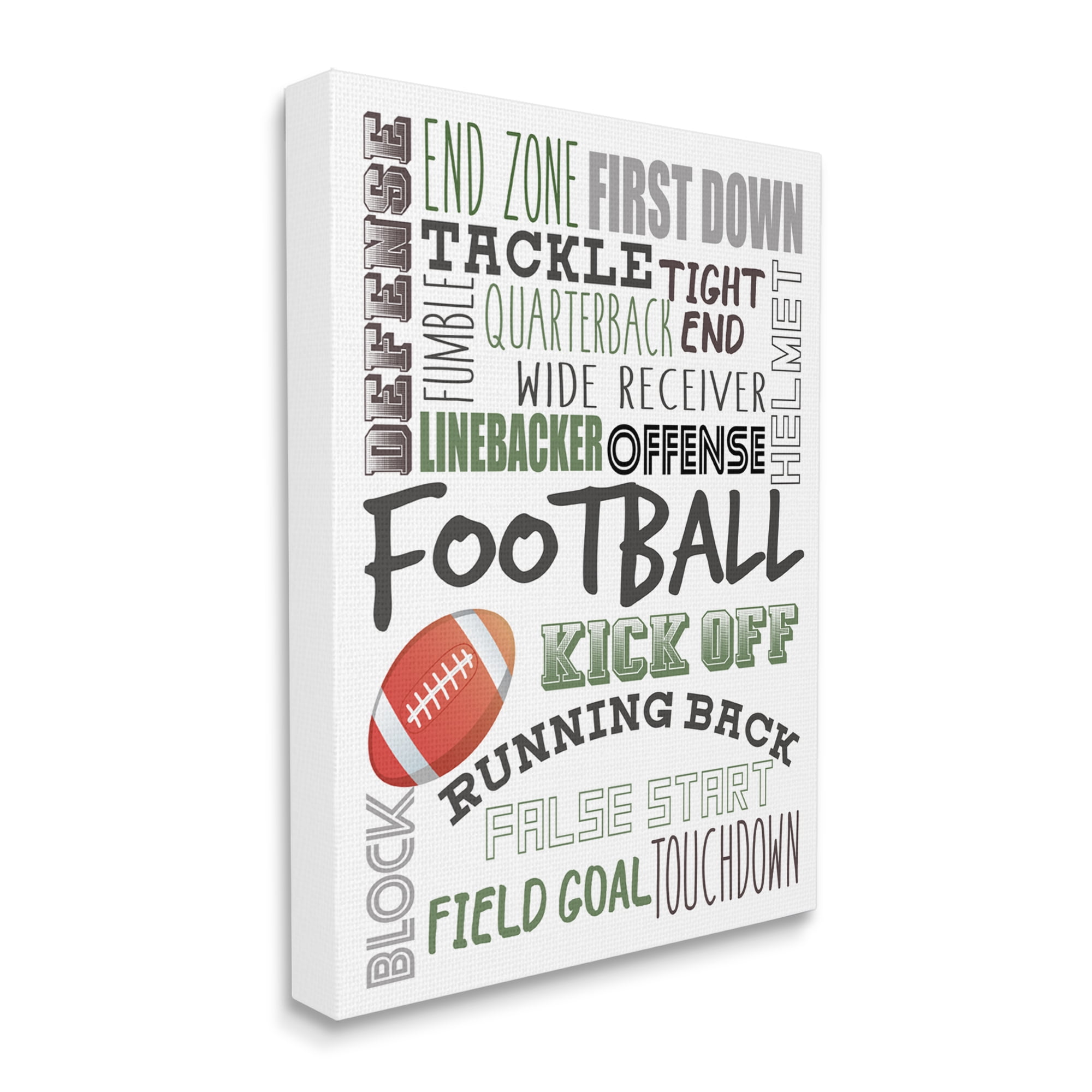 Stupell Industries Football Team Game Terms Kids' Sports Typography Sports Painting Gallery Wrapped Canvas Print Wall Art, 30 x 40