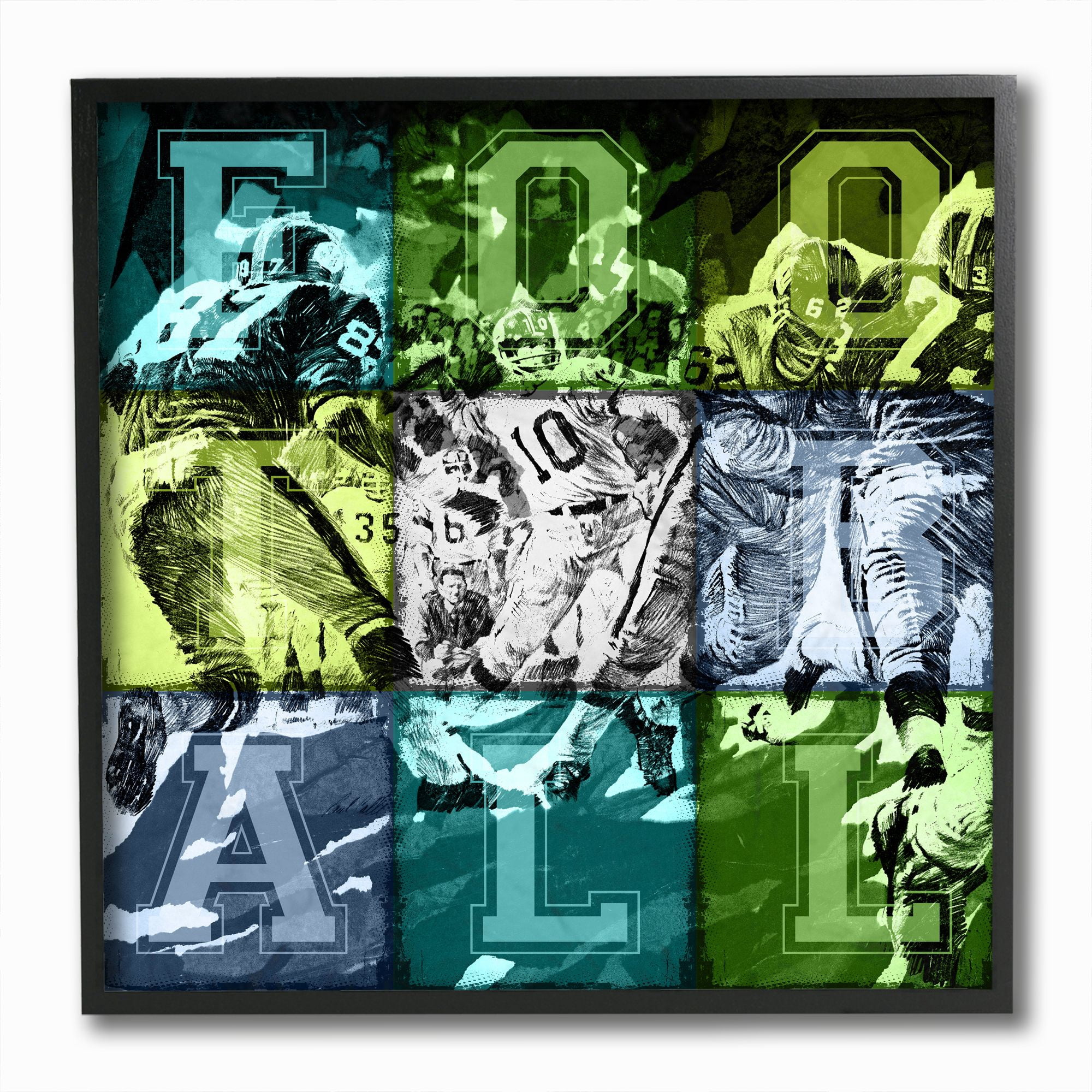 Stupell Industries Football Vintage Collage Sports Word Design Framed Wall Art by The Saturday Evening Post