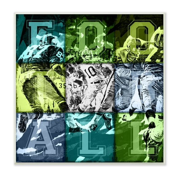 Stupell Industries Football Vintage Collage Sports Word Design Wall Plaque by The Saturday Evening Post