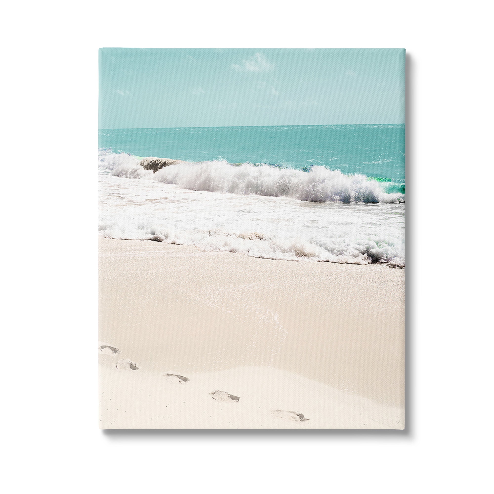 Stupell Industries Footprints on Beach Shore Landscape Photography Gallery Wrapped Canvas Art Print Wall Art, 24 x 30