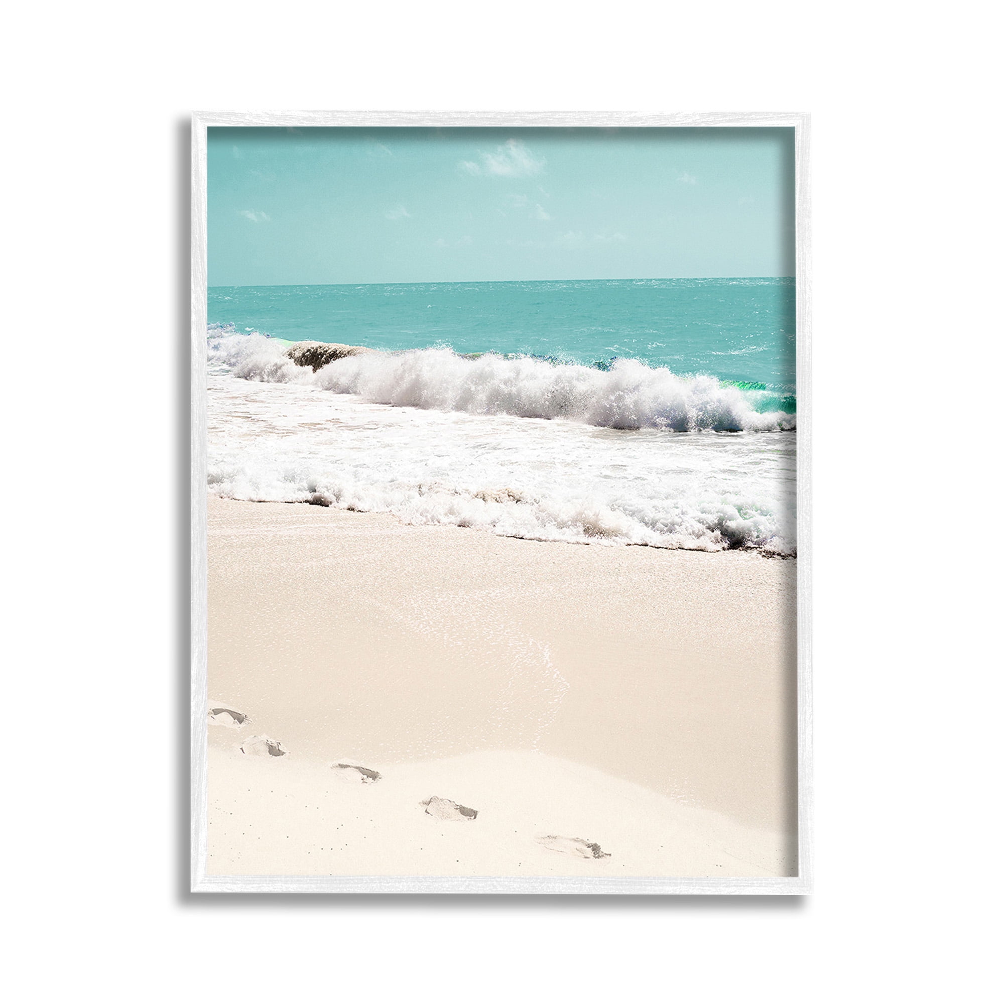 White Framed Beach Shore Landscape Canvas Print, 11 x 14