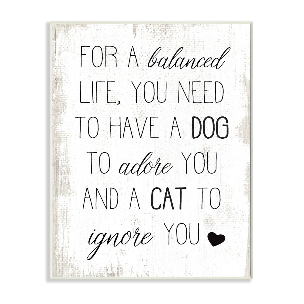 Stupell Industries For Balanced Life Quote Family Pets Cat Dog Graphic Art Unframed Art Print Wall Art, 10x15, by Daphne Polselli