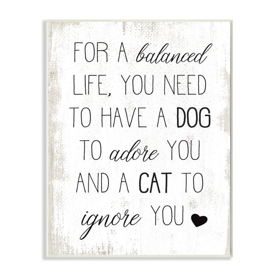 Stupell Industries For Balanced Life Quote Family Pets Cat Dog Graphic Art Unframed Art Print Wall Art, 13x19, by Daphne Polselli