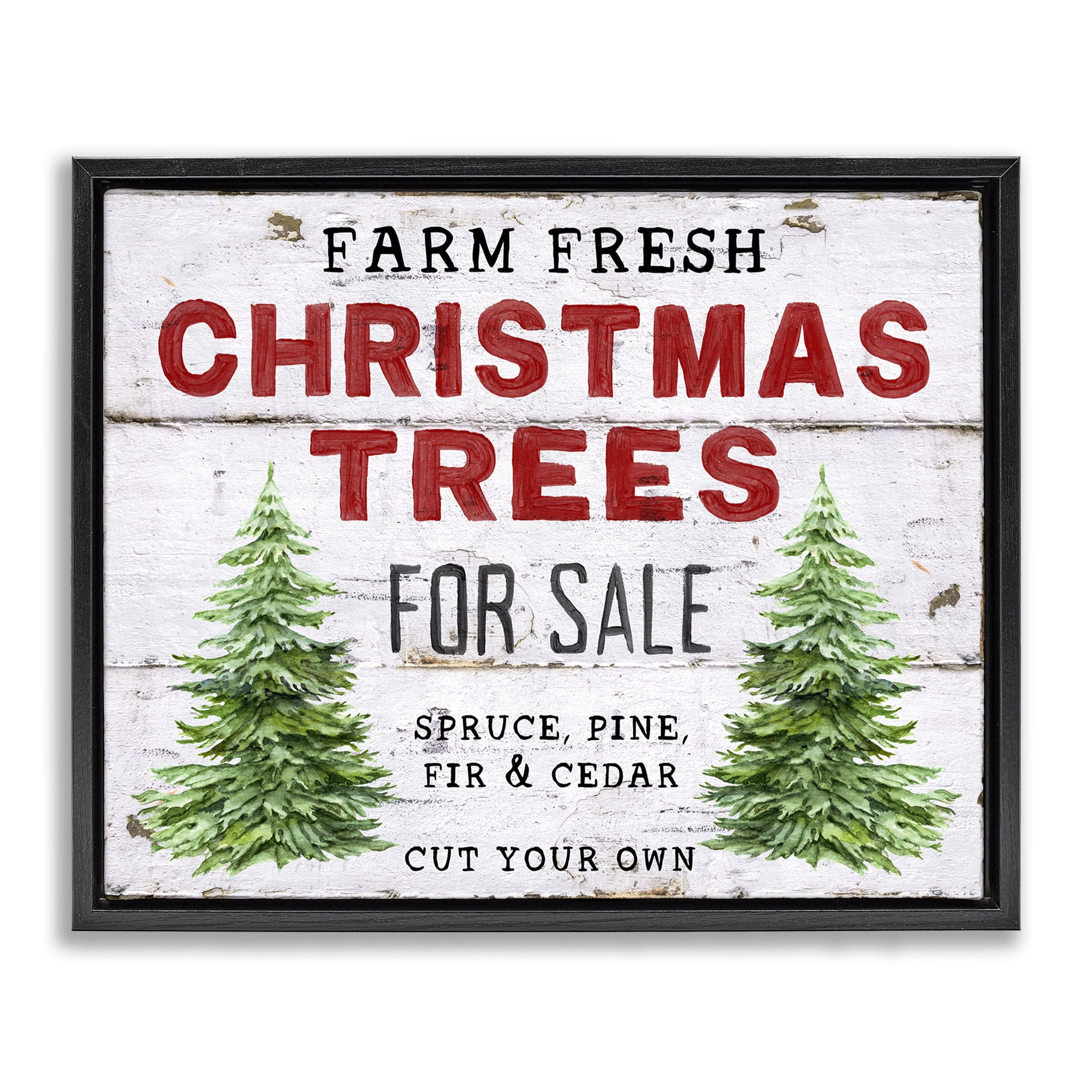 Stupell Industries For Sale Christmas Trees Holiday Painting Black Floater Framed Canvas Art Prints Wall Art, 31 x 25