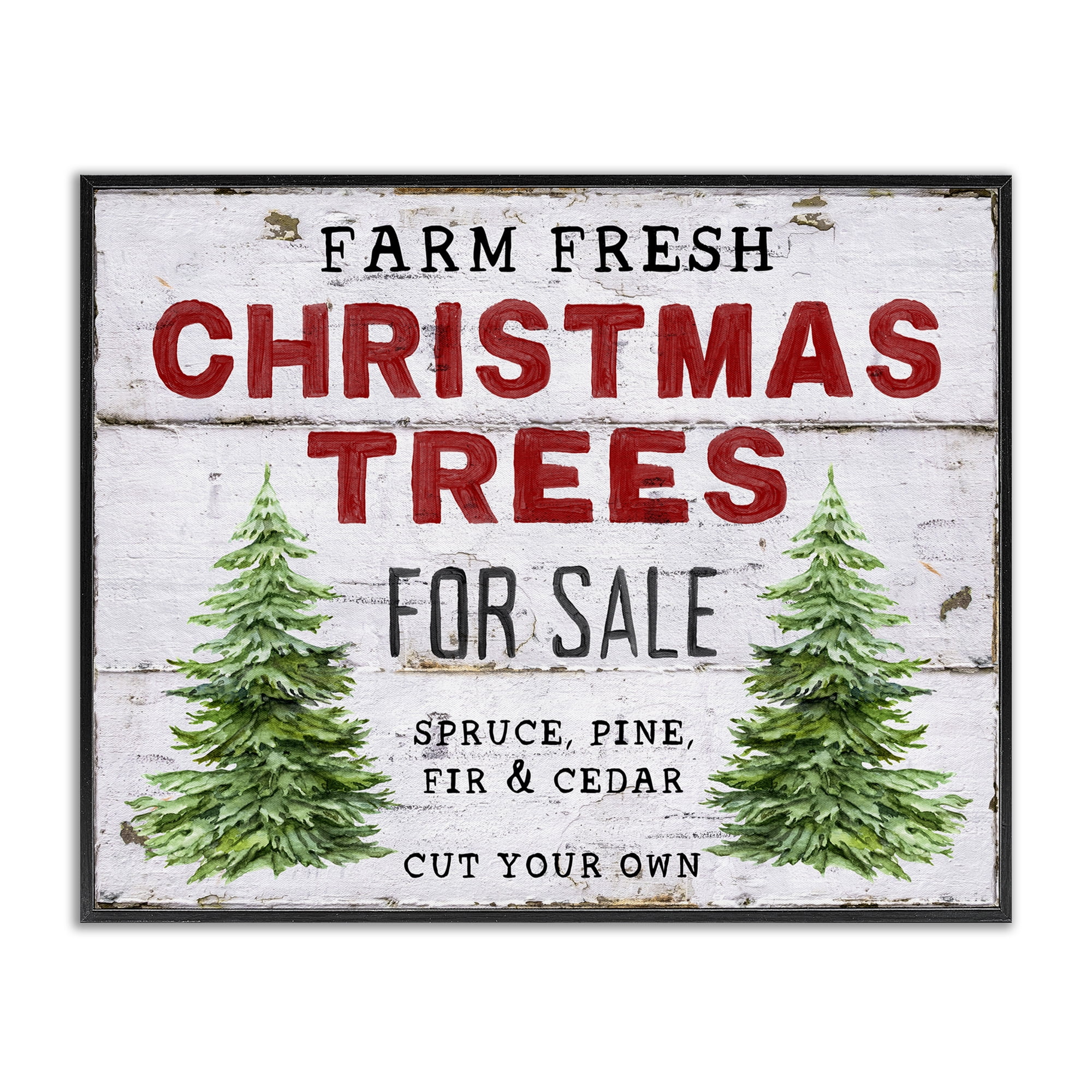 Stupell Industries For Sale Christmas Trees Holiday Painting Black Framed Art Prints Wall Art, 30 x 24