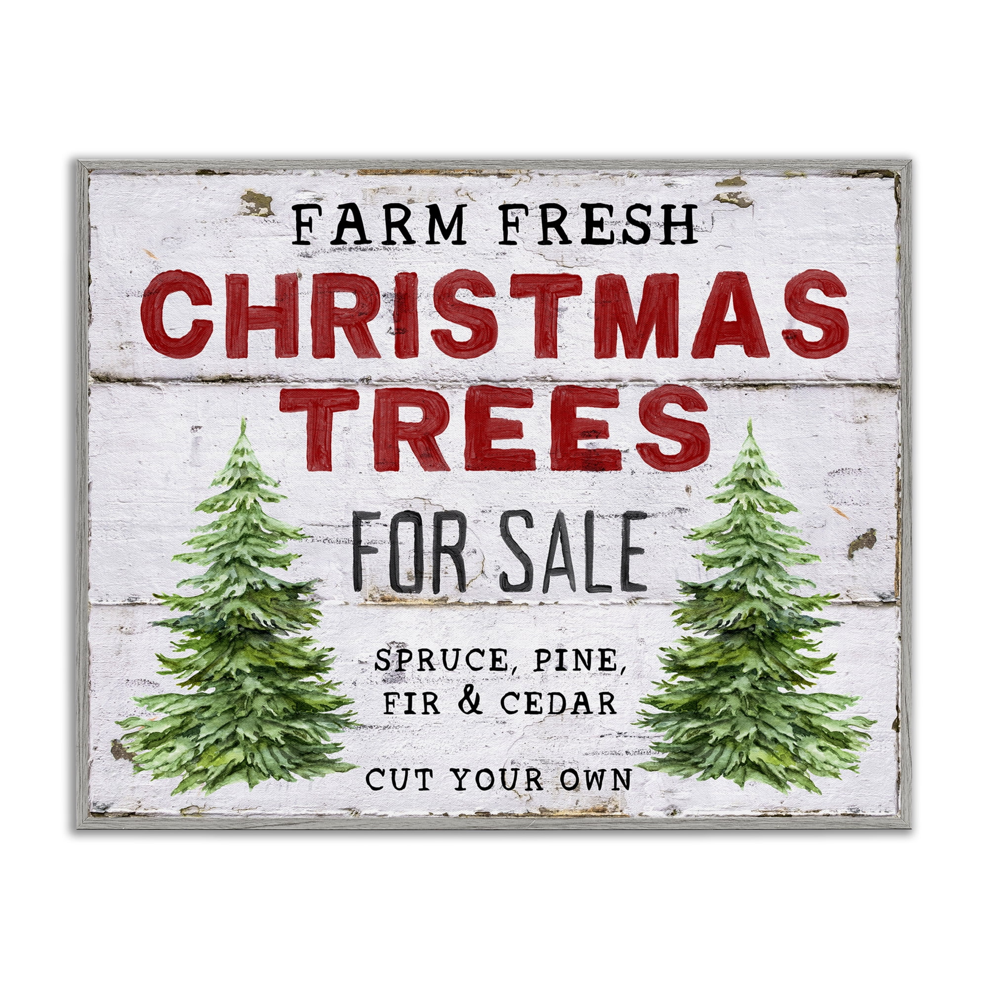 Stupell Industries For Sale Christmas Trees Holiday Painting Gray Framed Art Prints Wall Art, 20 x 16