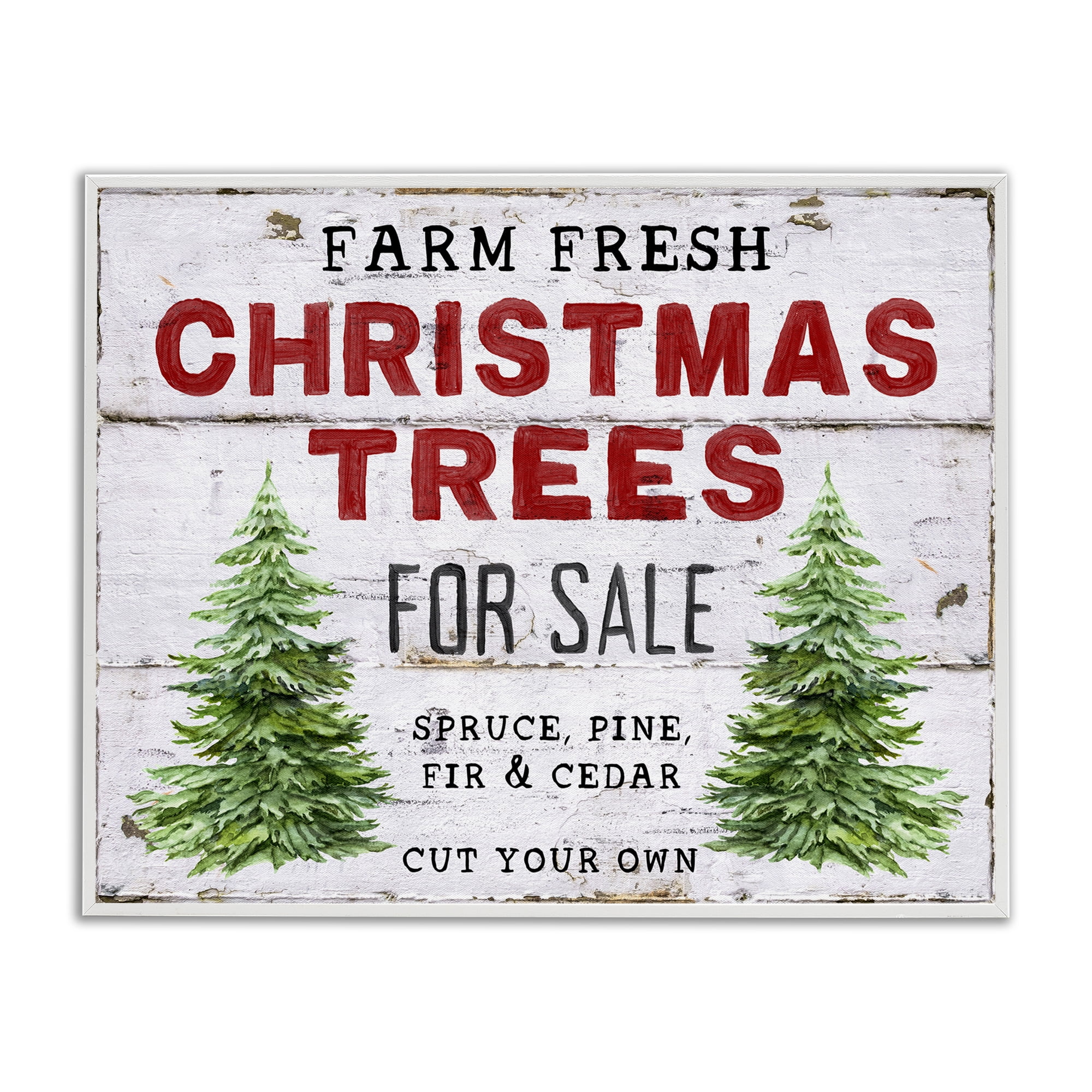 Stupell Industries For Sale Christmas Trees Holiday Painting White Framed Art Prints Wall Art, 14 x 11