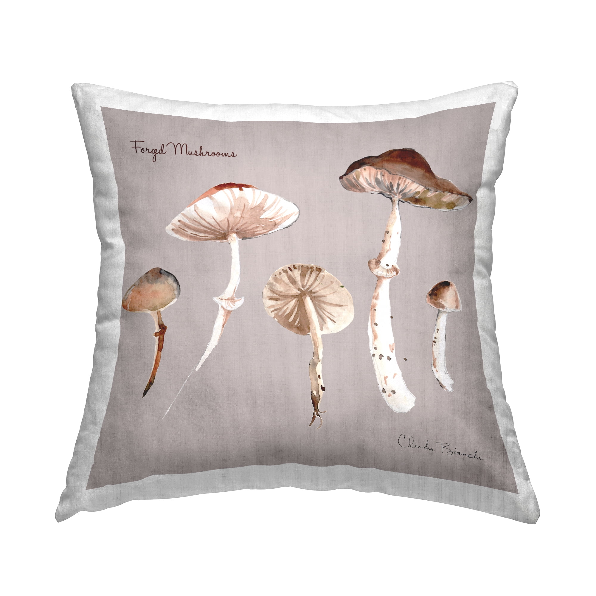 Stupell Industries Foraged Mushroom Diagram Decorative Printed Throw Pillow, 18 x 18