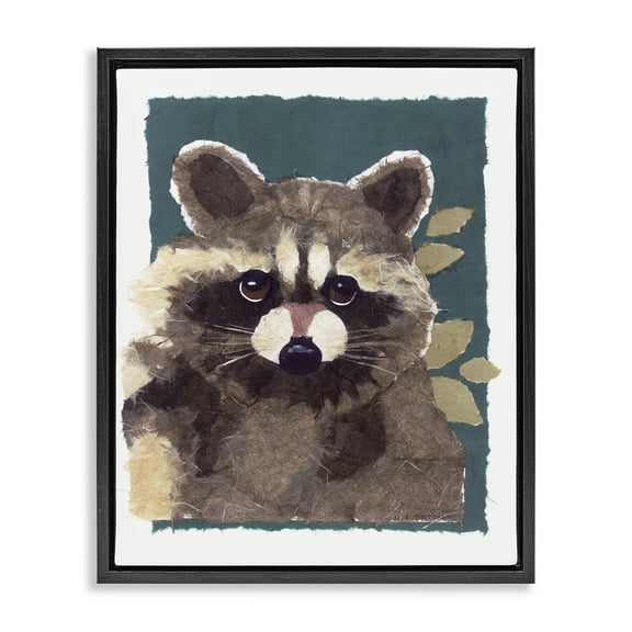 Stupell Industries Forest Animal Raccoon Animals & Insects Painting Black Floater Framed Canvas Art Print Wall Art, 17 x 21