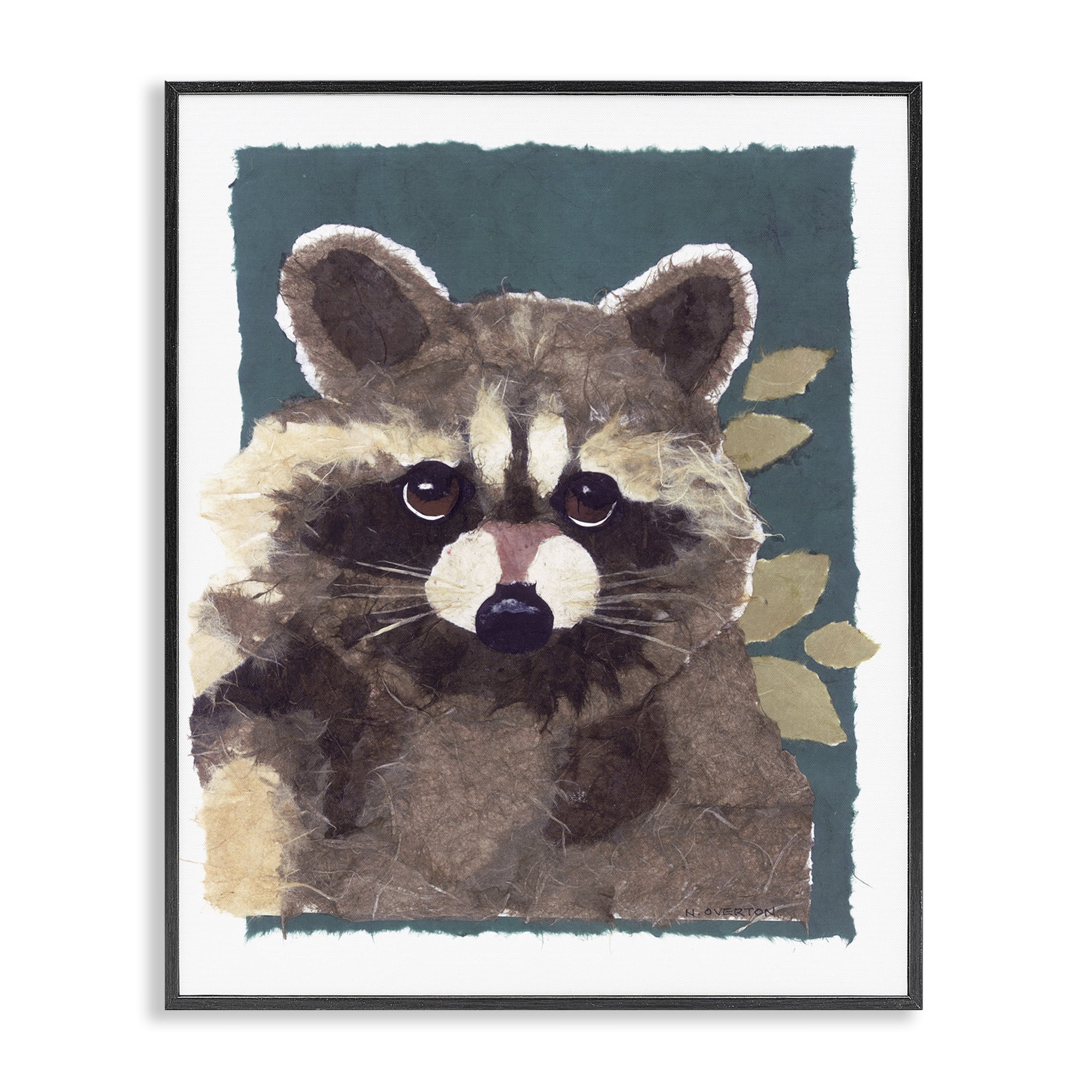 Stupell Industries Forest Animal Raccoon Animals & Insects Painting Black Framed Art Print Wall Art, 24 x 30