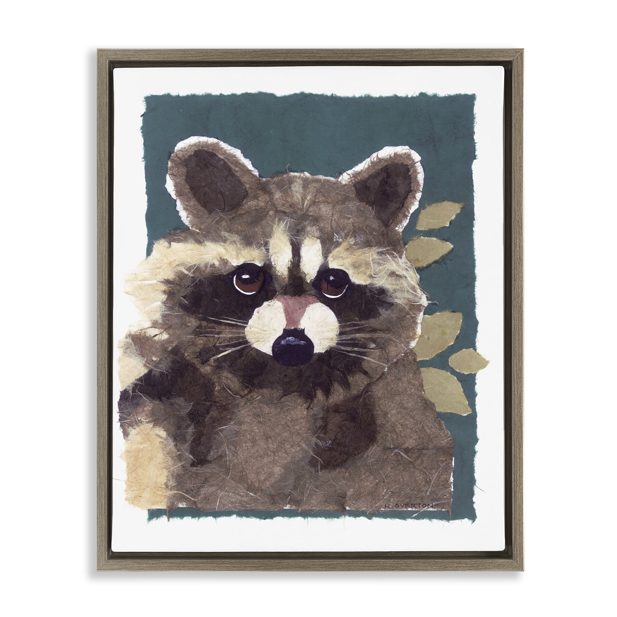Stupell Industries Forest Animal Raccoon Animals & Insects Painting Brown Floater Framed Canvas Art Print Wall Art, 17 x 21