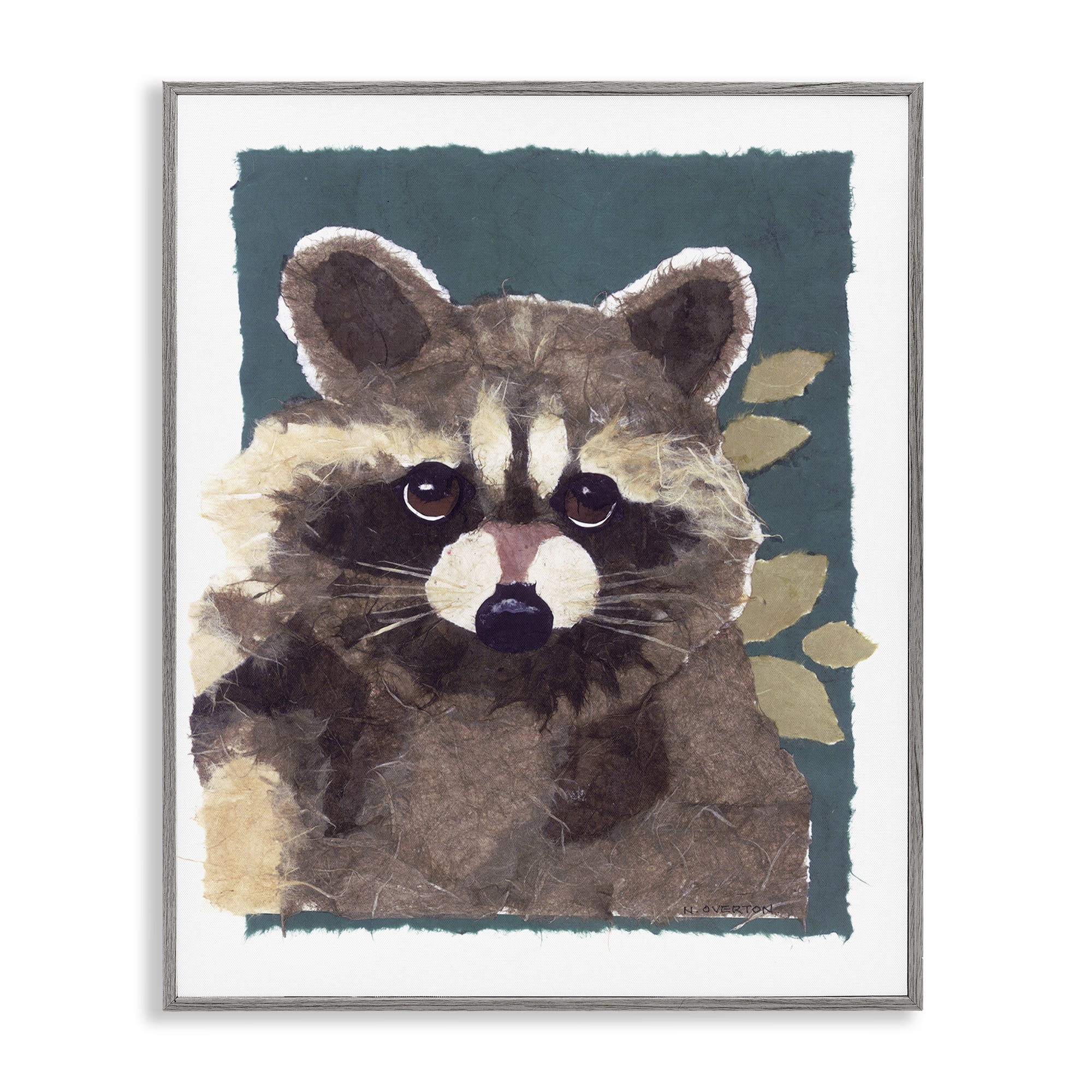 Stupell Industries Forest Animal Raccoon Animals & Insects Painting Gray Framed Art Print Wall Art, 16 x 20