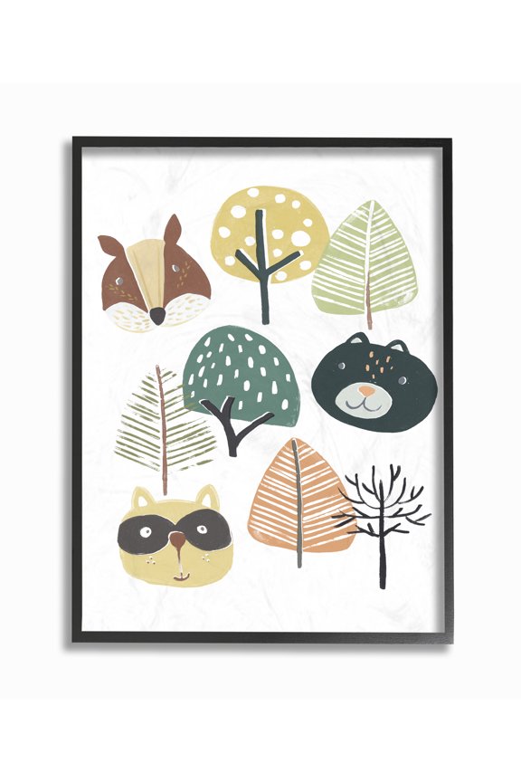Industries Forest Animal Trees Faces Cartoon Family Design Framed Wall Art by June Erica Vess