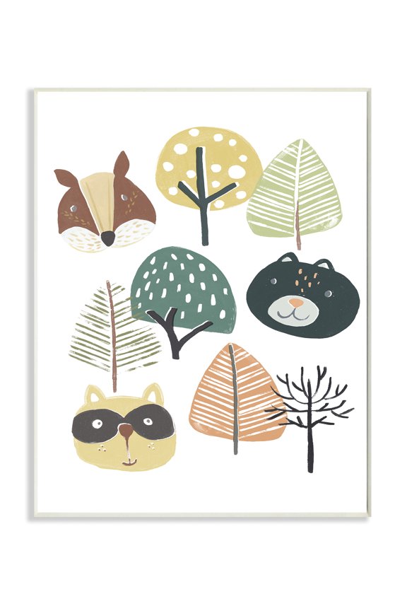 Industries Forest Animal Trees Faces Cartoon Family Design Paintings Unframed Art Print Wall Art, 10x15, by June Erica Vess
