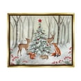 thumbnail image 1 of Stupell Industries Forest Animals & Christmas Tree Holiday Painting Gold Floater Framed Canvas Art Print Wall Art, 21 x 17, 1 of 2