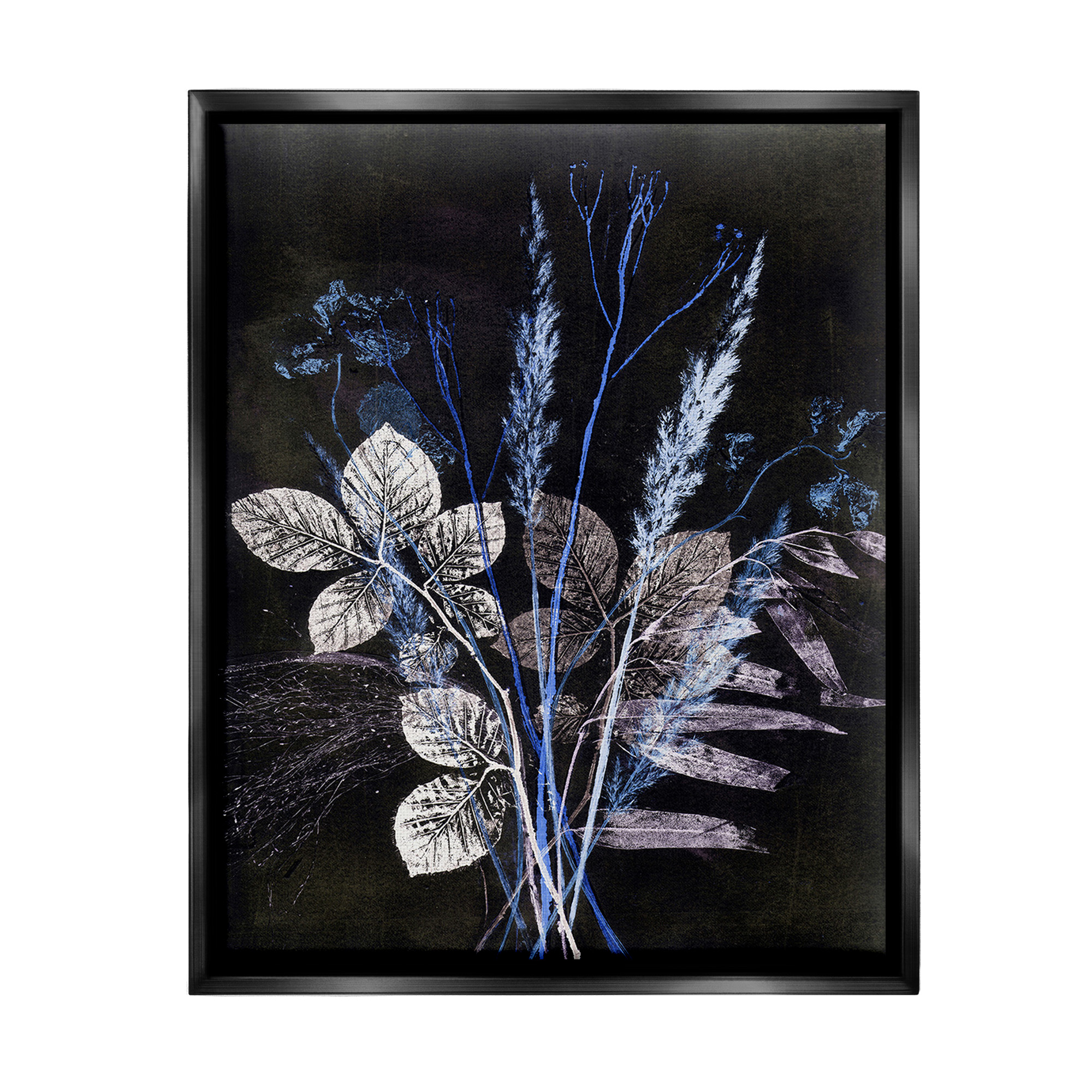 Stupell Industries Forest Botanical Impressions Botanical & Floral Painting Black Floater Framed Canvas Art Print Wall Art, 17 x 21