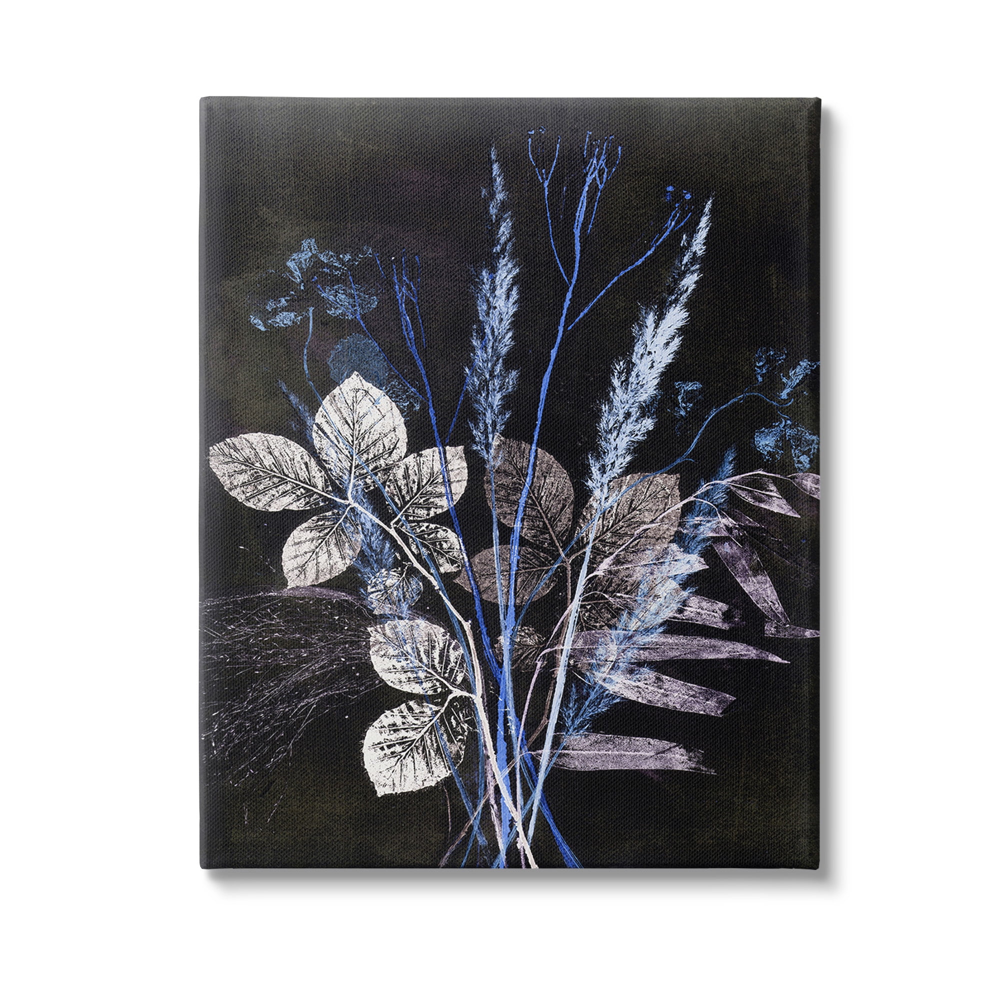 Botanical Abstract Blue and White Canvas Wall Art, 16 x 20