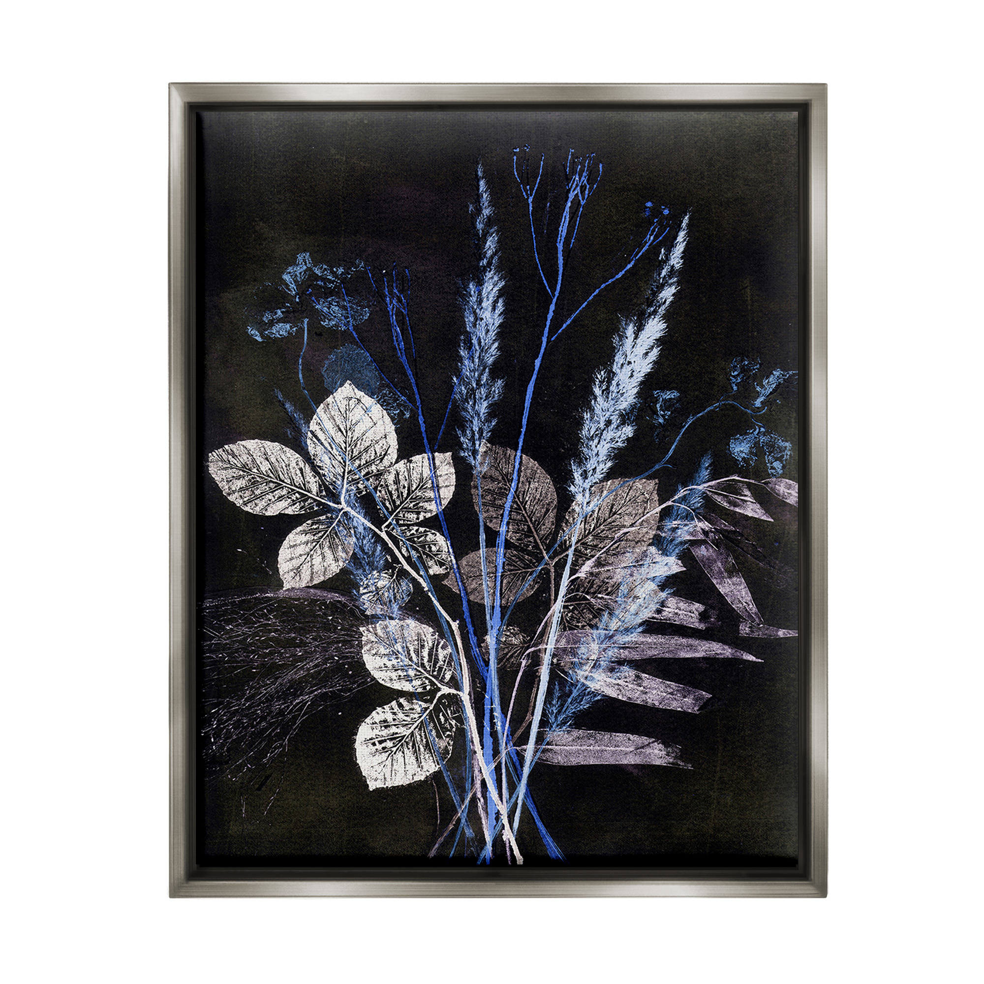 Stupell Industries Forest Botanical Impressions Botanical & Floral Painting Gray Floater Framed Canvas Art Print Wall Art, 25 x 31