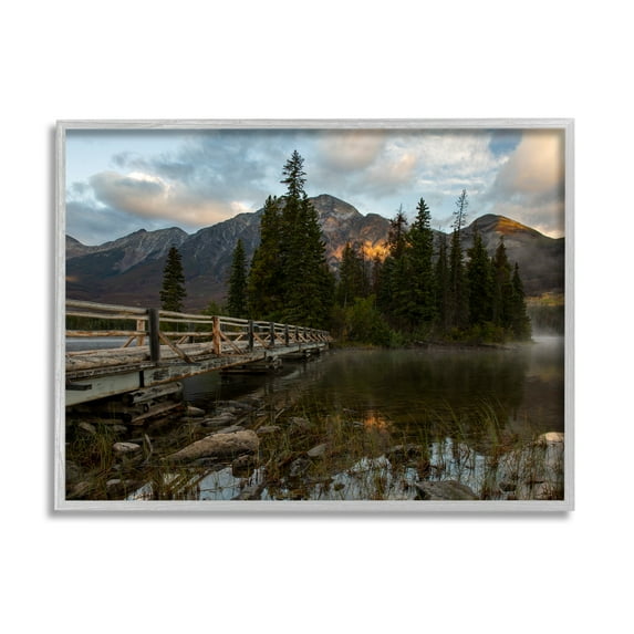 Stupell Industries Forest Bridge Photography Landscape Photography Gray Framed Art Print Wall Art, 14 x 11