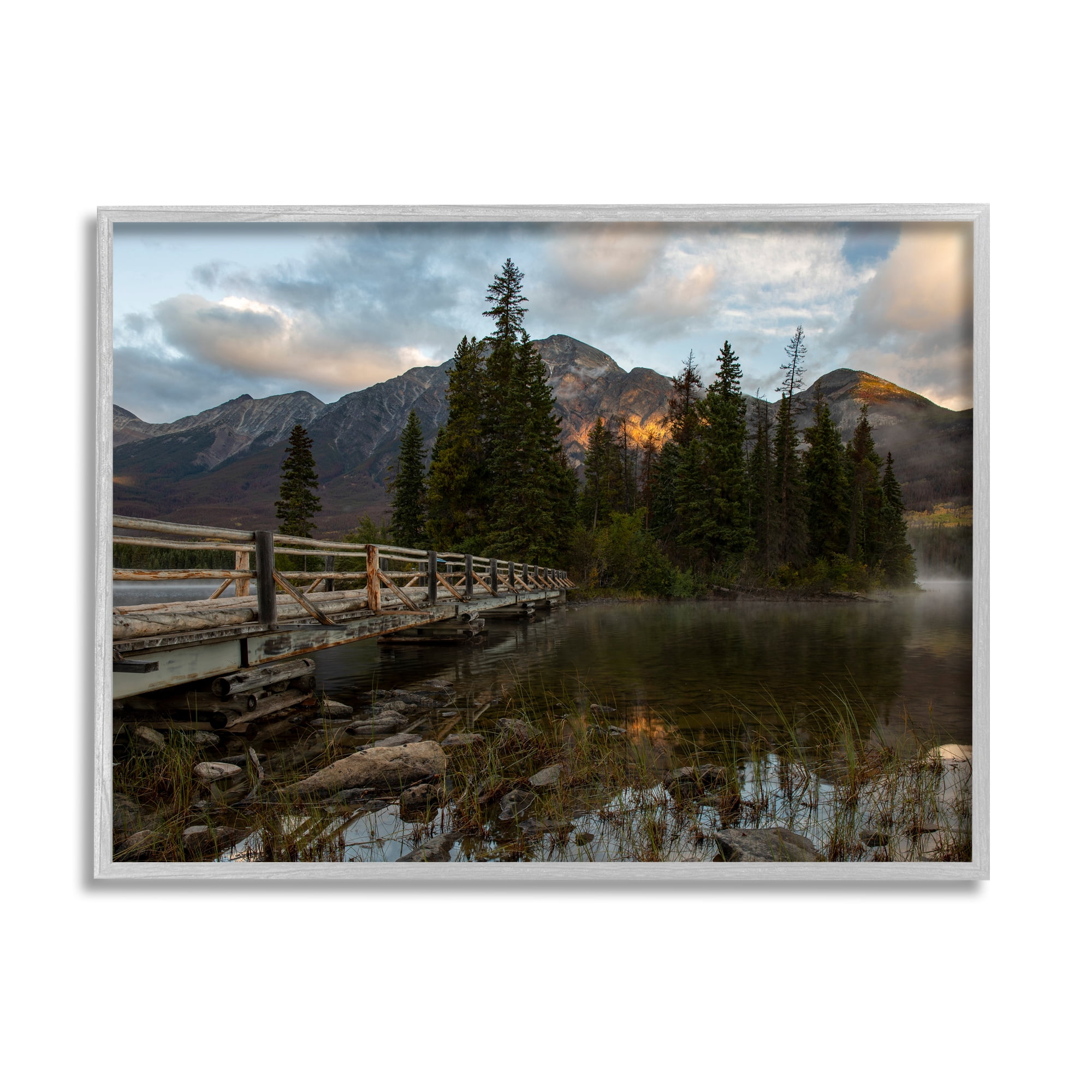Stupell Industries Forest Bridge Photography Landscape Photography Gray Framed Art Print Wall Art, 20 x 16