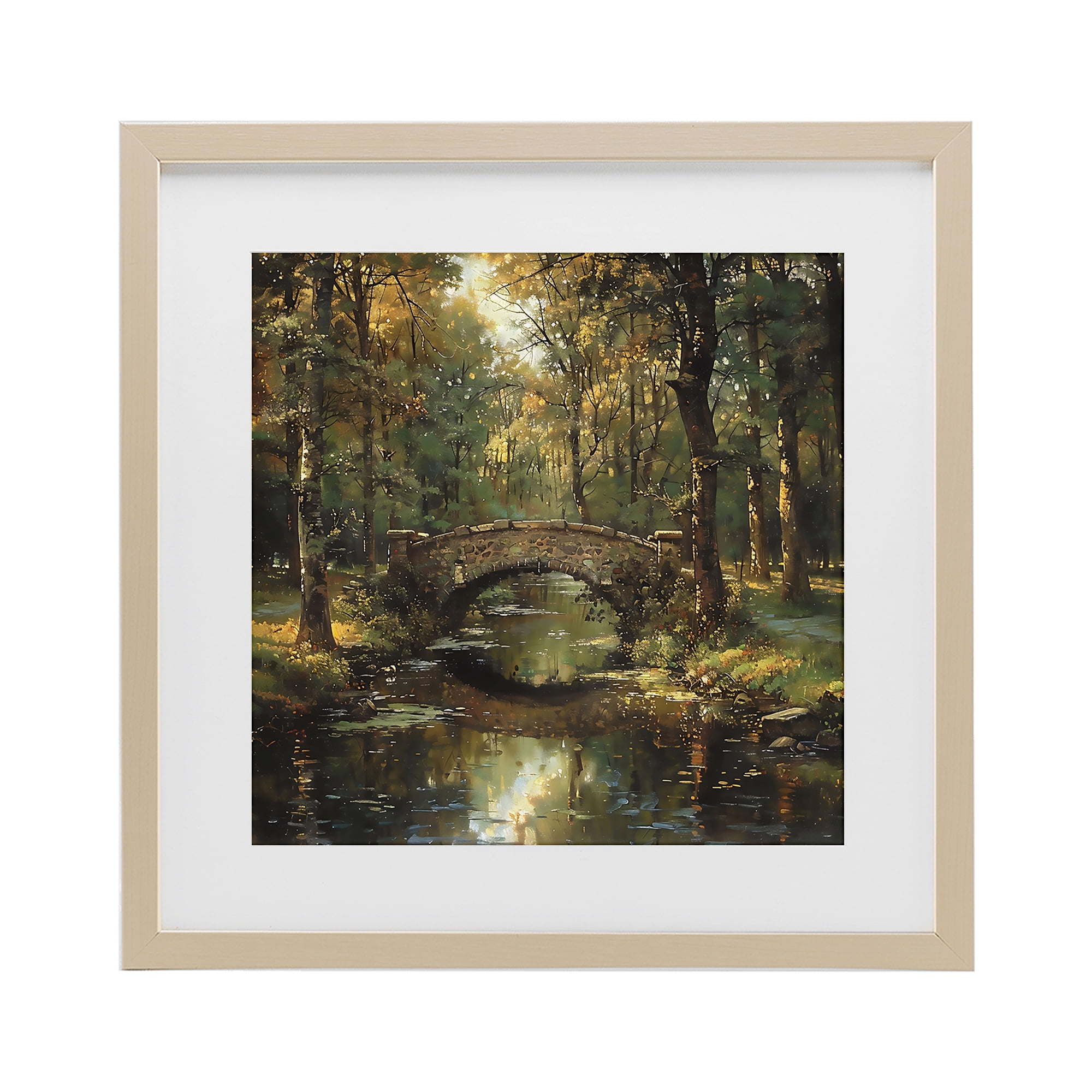 Stupell Industries Forest Bridge in Autumn Light Birch Framed Print Under Glass, design by Creative Studio