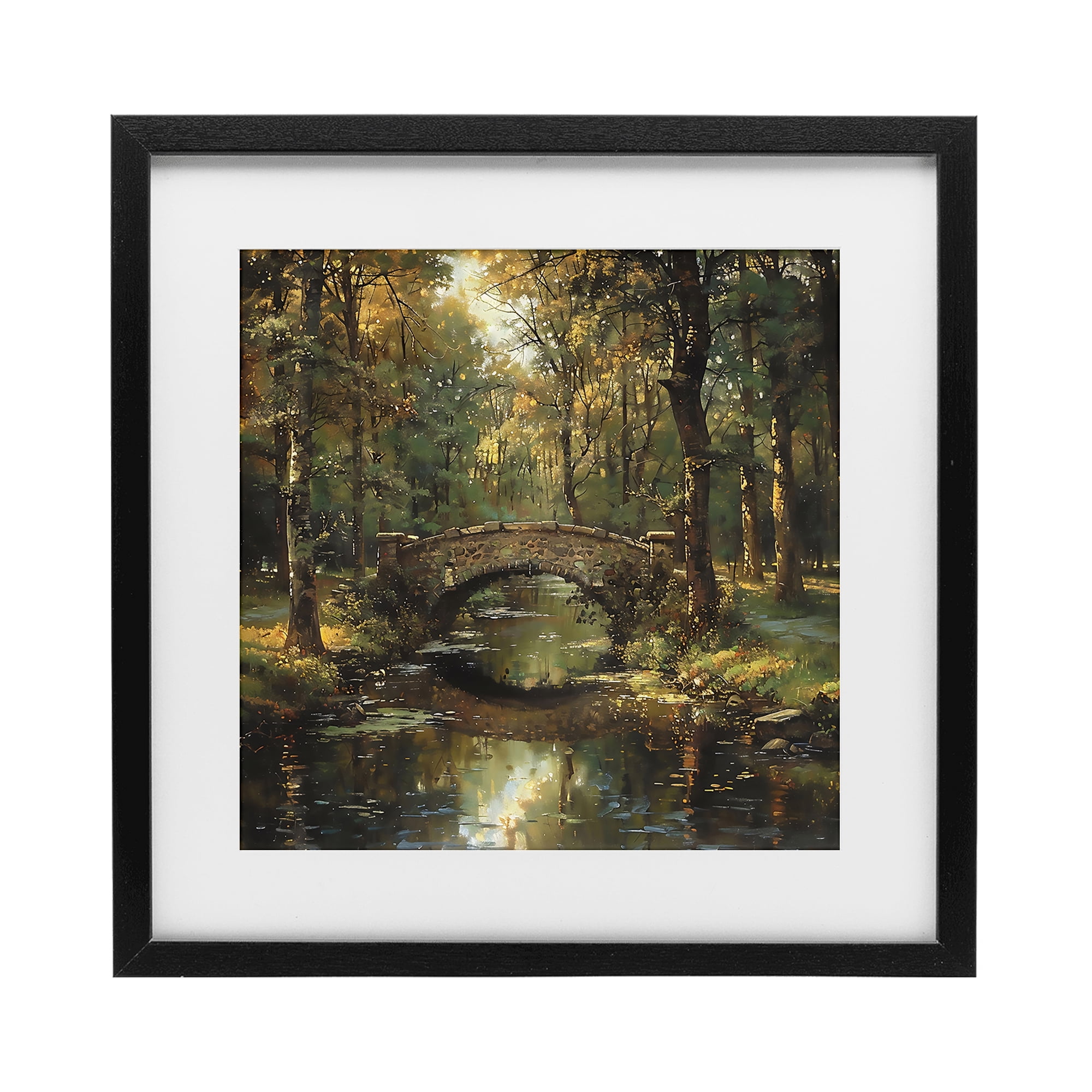 Stupell Industries Forest Bridge in Autumn Light Black Framed Print Under Glass, design by Creative Studio