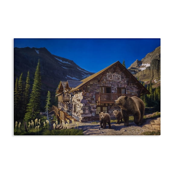 Stupell Industries Forest Cabin & Bears Canvas Wall Art, design by James Corwin